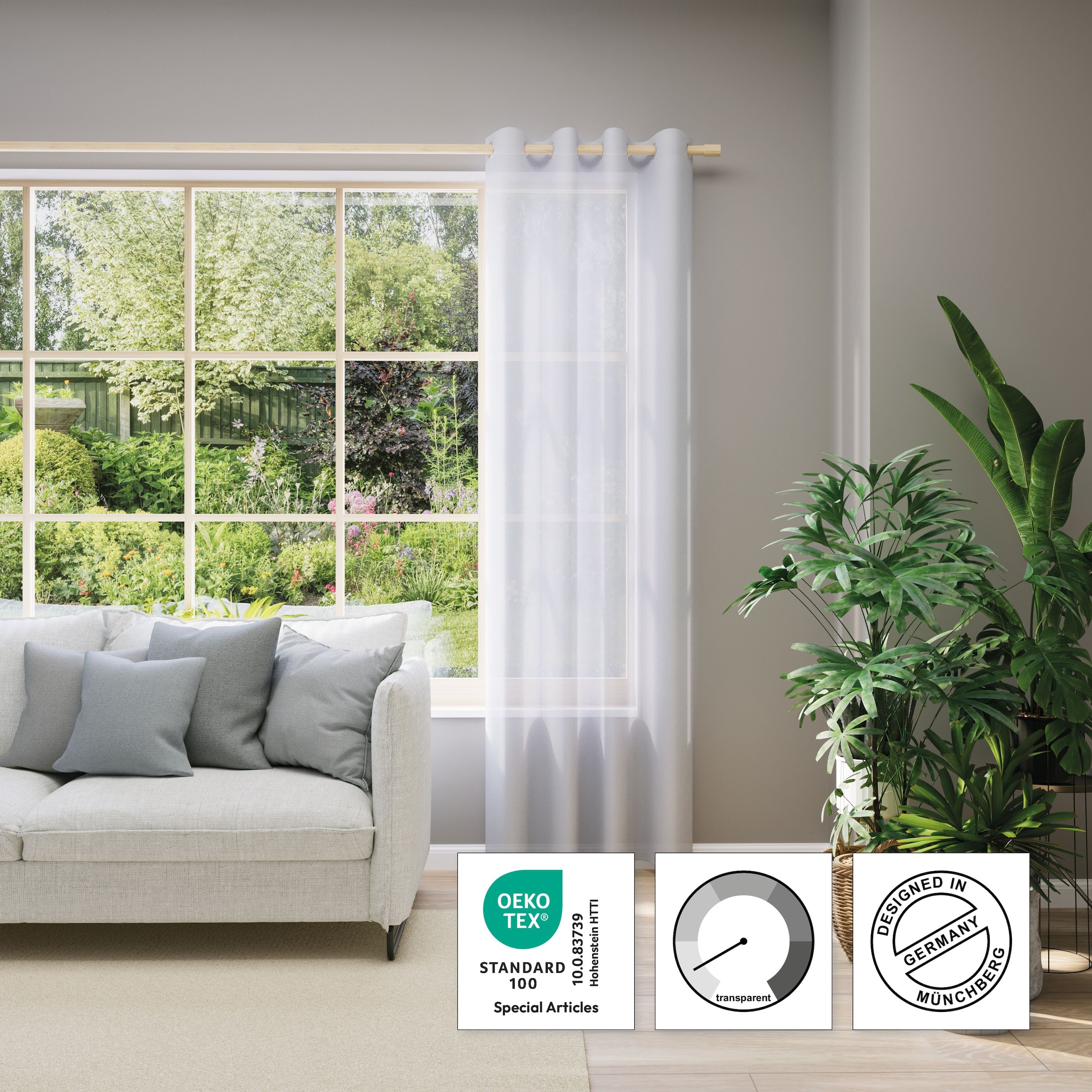 Neutex for you! Vorhang nach Mass »EVA« Ösen 1 Stk. tlg. Uni-Voile mit elegantem Glanz