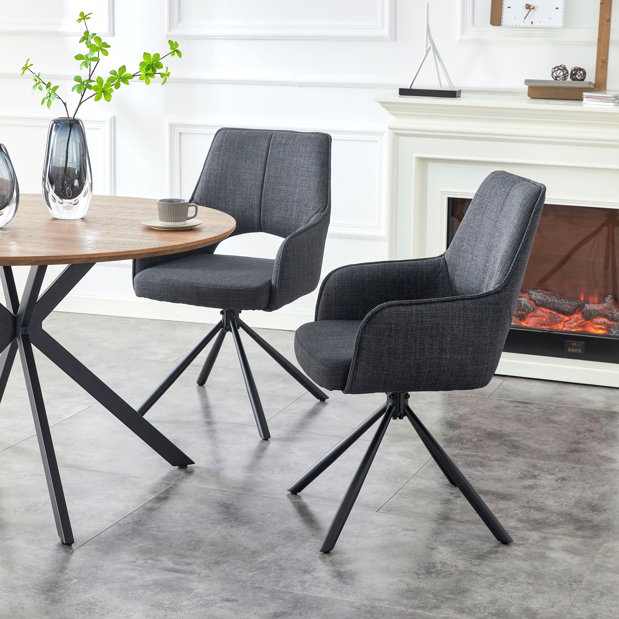 Home affaire Chaise pivotante »BELLEVILLE, 2er Set, mit Metallgestell in matt schwarz« (Set) 2 cuis