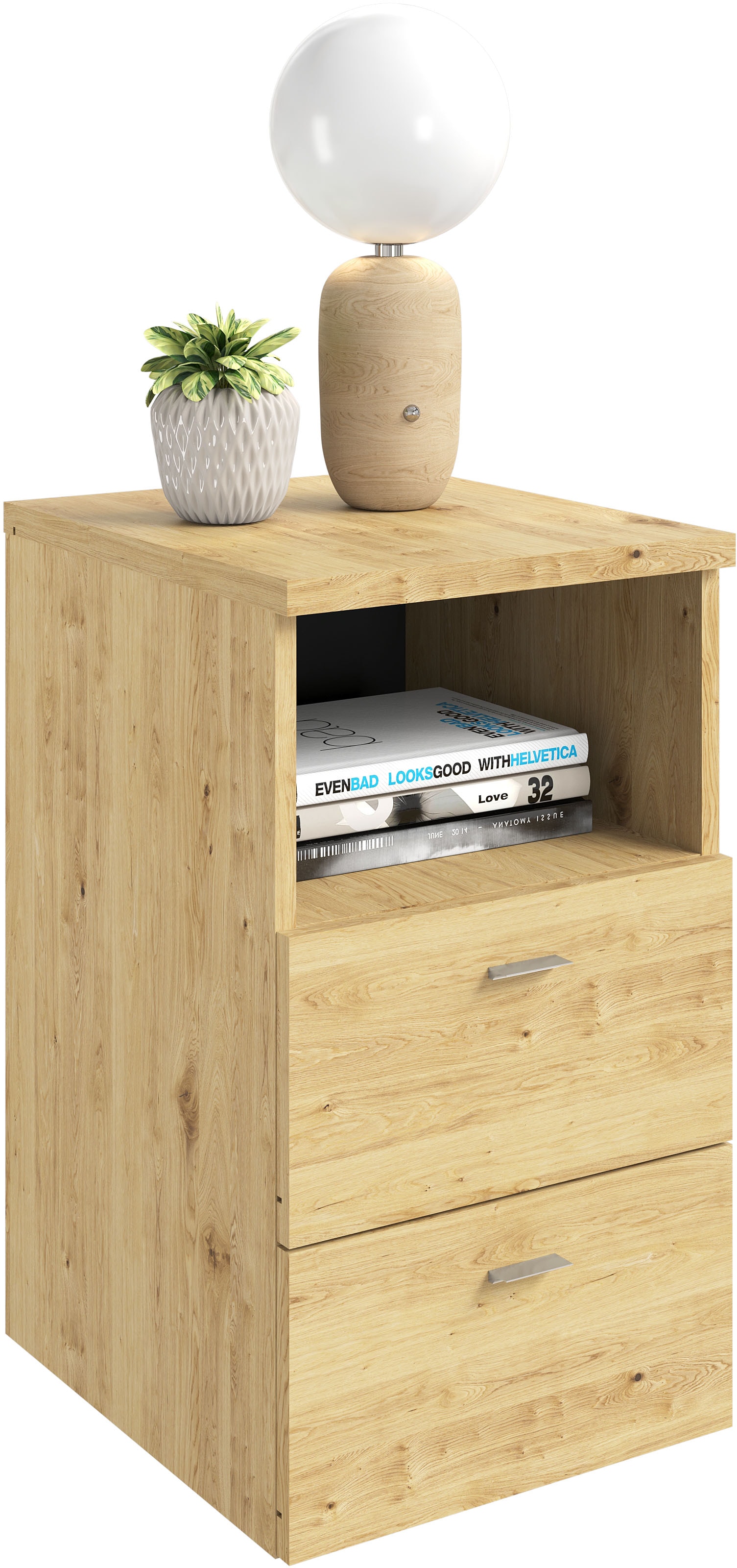 FMD Console de nuit »Suva« Nachttisch m. 2 Schubkästen und offenem Fach