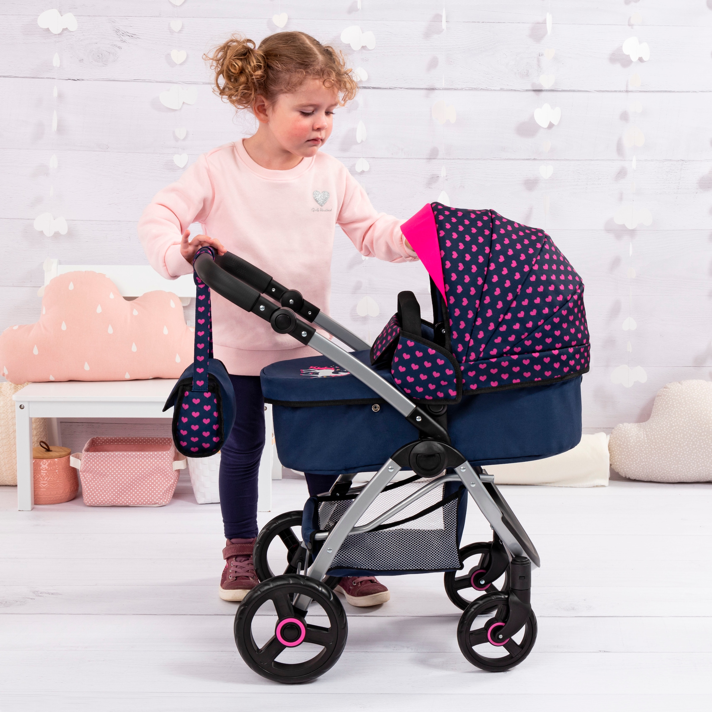 Bayer Poussette de poupée combinée »City Max blau« mit Wickeltasche