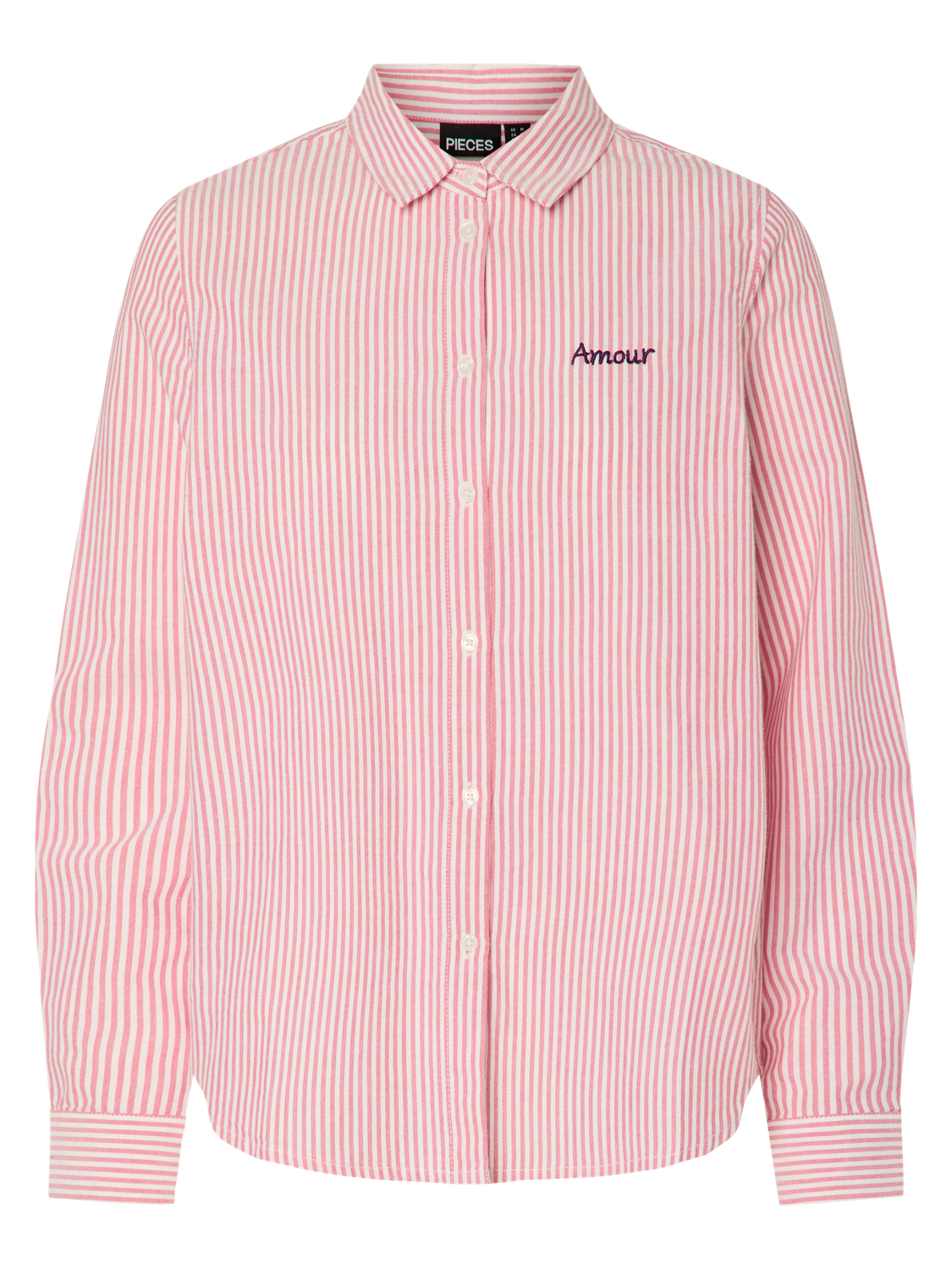pieces Blouse à manches longues »PCIRENE LS SHIRT WVN NOOS« coton, coupe régulière