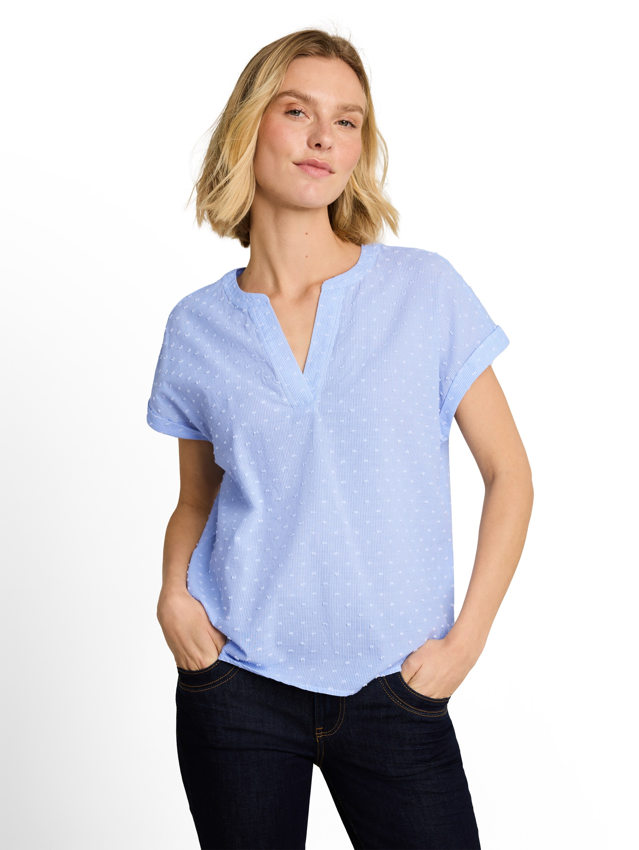 TOM TAILOR Blouse à pression Tunique d'été avec fines rayures et pois