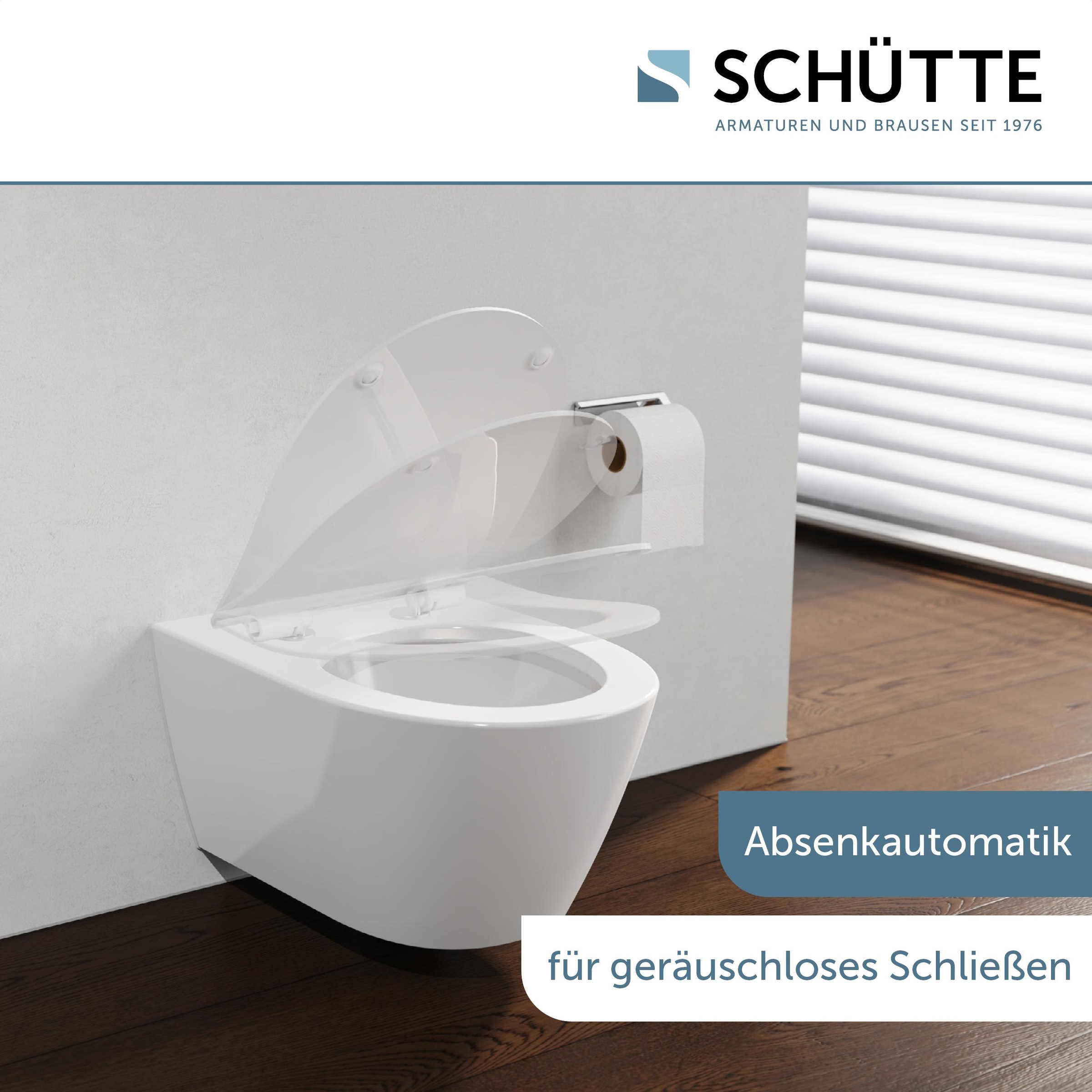Schütte WC-Sitz »Duroplast, WHITE D-Form PRO 6« WC-Sitz, Befestigungsmaterial, Montageanleitung,  mit Absenkautomatik und Schnellverschluss