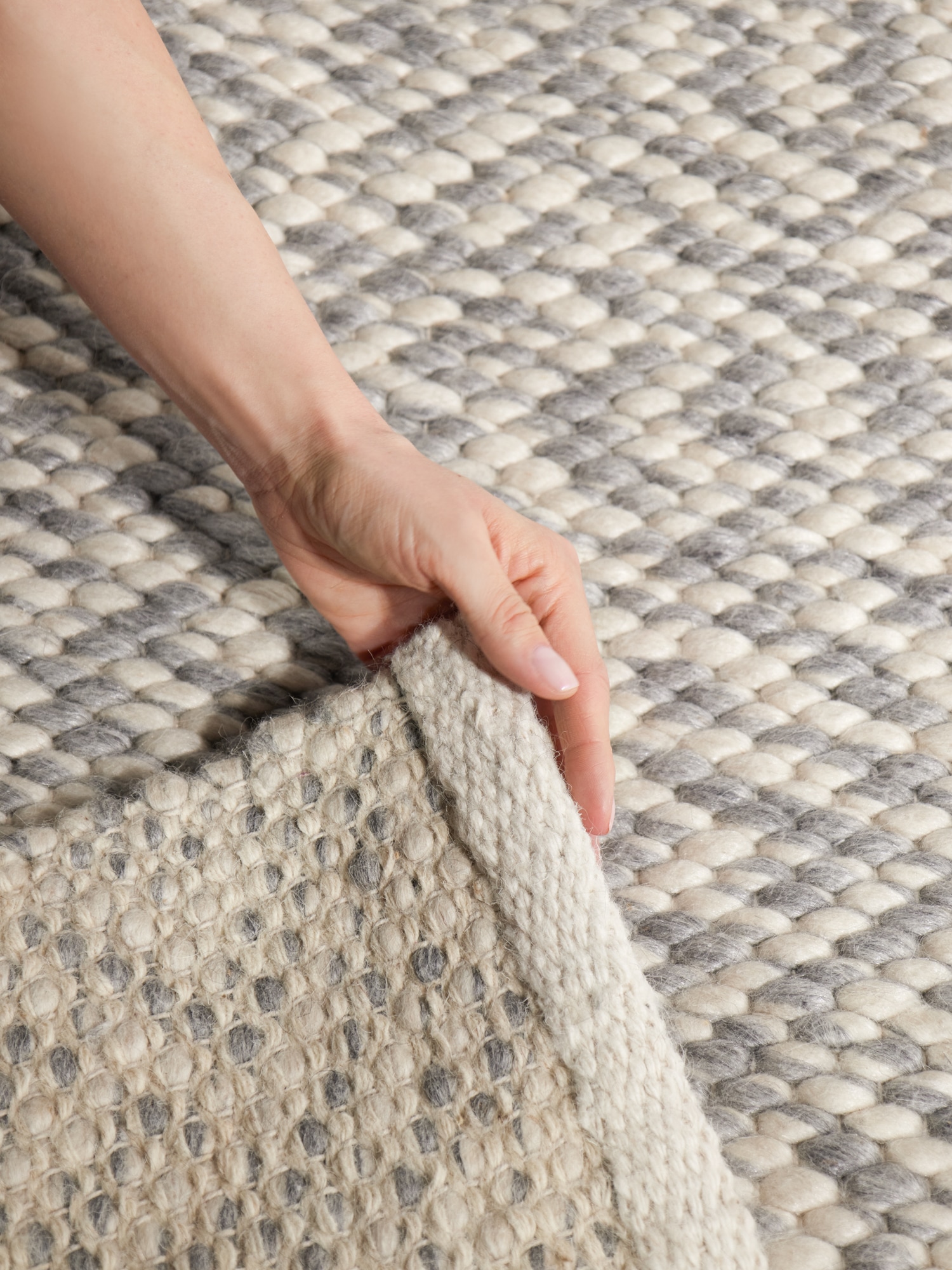 ELLE DECORATION Wollteppich »Beans« rechteckig 10 mm Höhe Handweb Teppich Wolle, Perlenstruktur, Wohnzimmer, Schlafzimmer, Flur