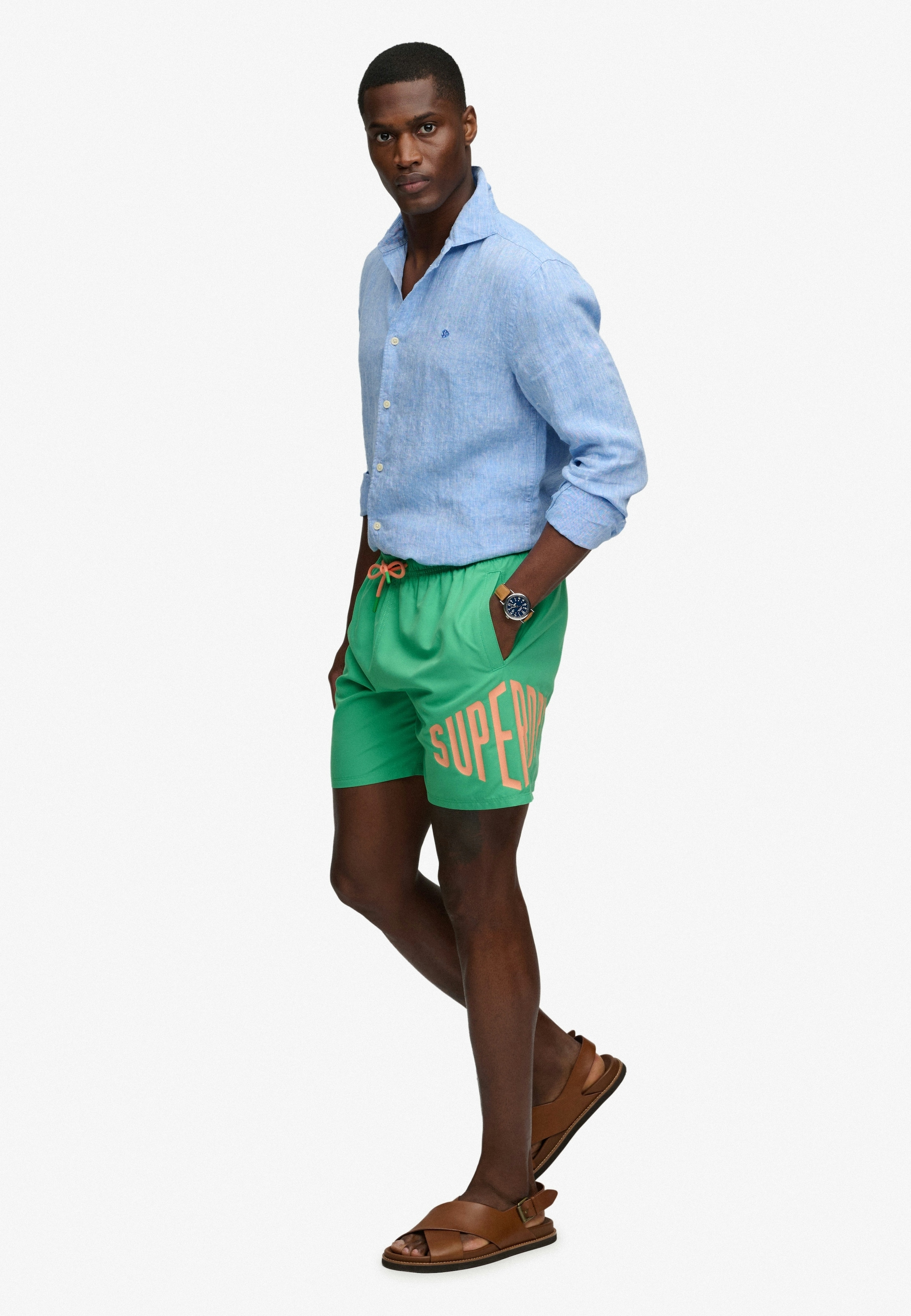 Superdry Short de bain »PRINTED LOGO 16 SWIM SHORT« coupe mode, design uni, en polyester, facile d'entretien