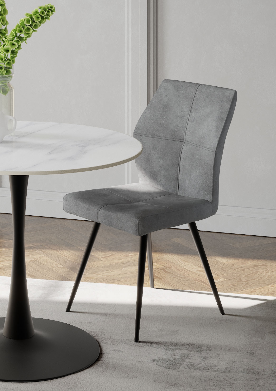 HELA Chaise à 4 pieds »ALLY« (Set) 2 cuis4-Fuss, 360° drehbar, gepolstert, Vintage Velvet mit Steppnähten