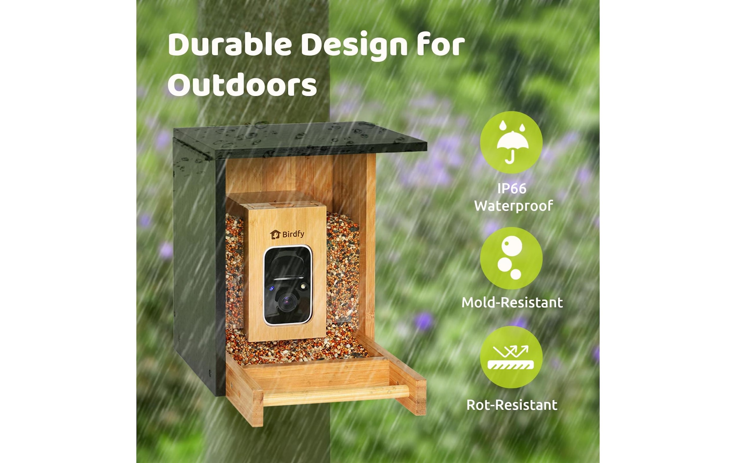 Birdfy Distributeur de nourriture »FSC Bambus Mini Solar«