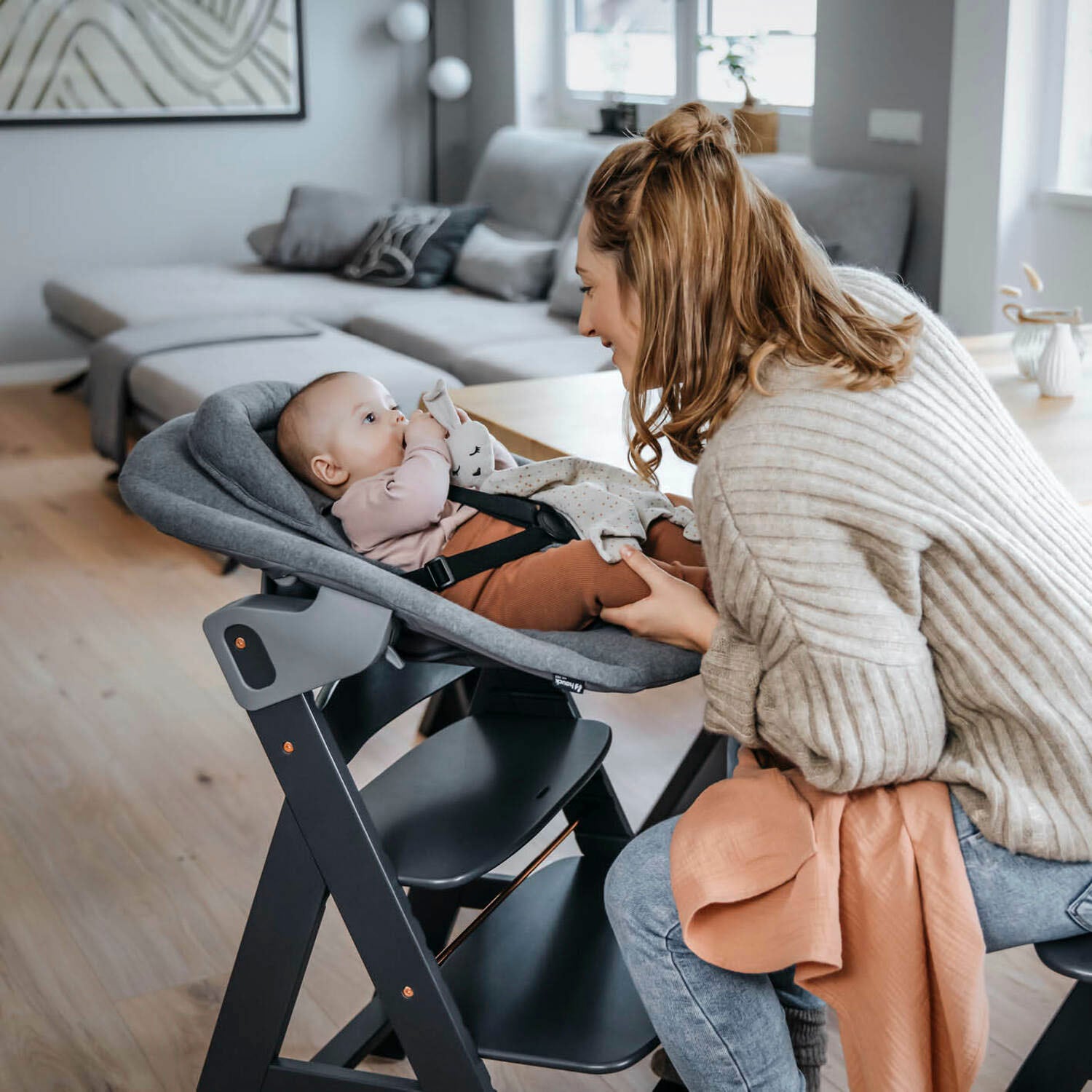 Hauck Chaise haute »Alpha Newborn Set Plus, Dark Grey« () mit Newborn Aufsatz