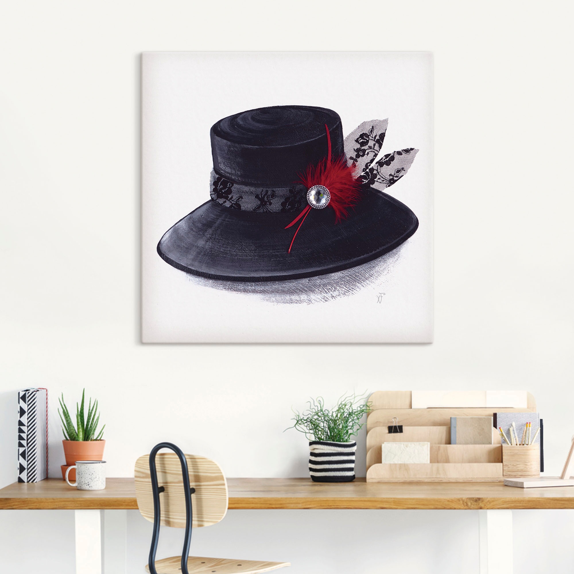 Artland Leinwandbild »Hut mit Diamant« Mode 1 Stk. tlg. auf Holzrahmen gespannt