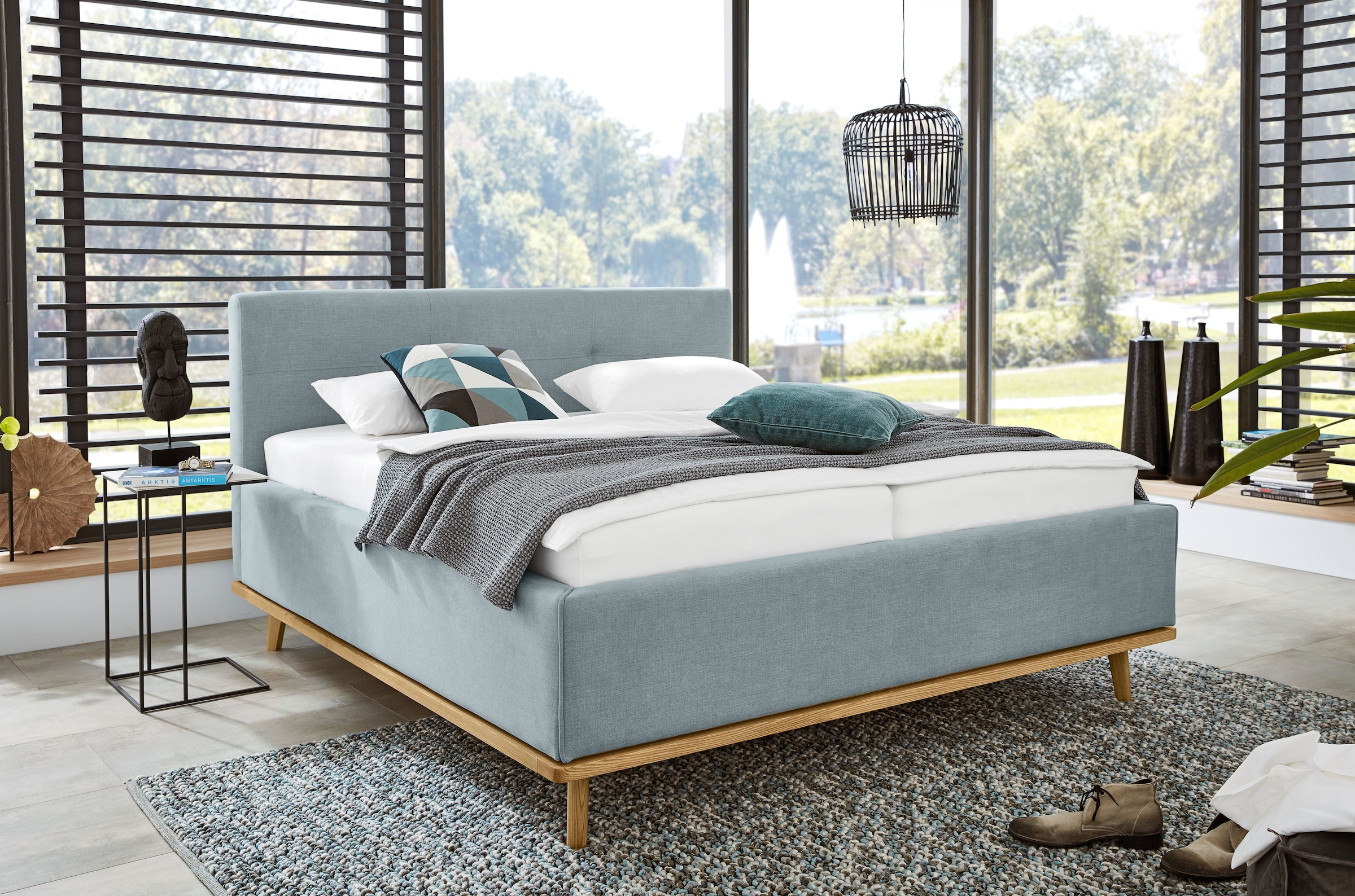 Musterring Lit rembourré »Delphi erhältlich in der Breite 160cm und 180cm« Eicherahmen massiv, Kopfteil mit Steppung