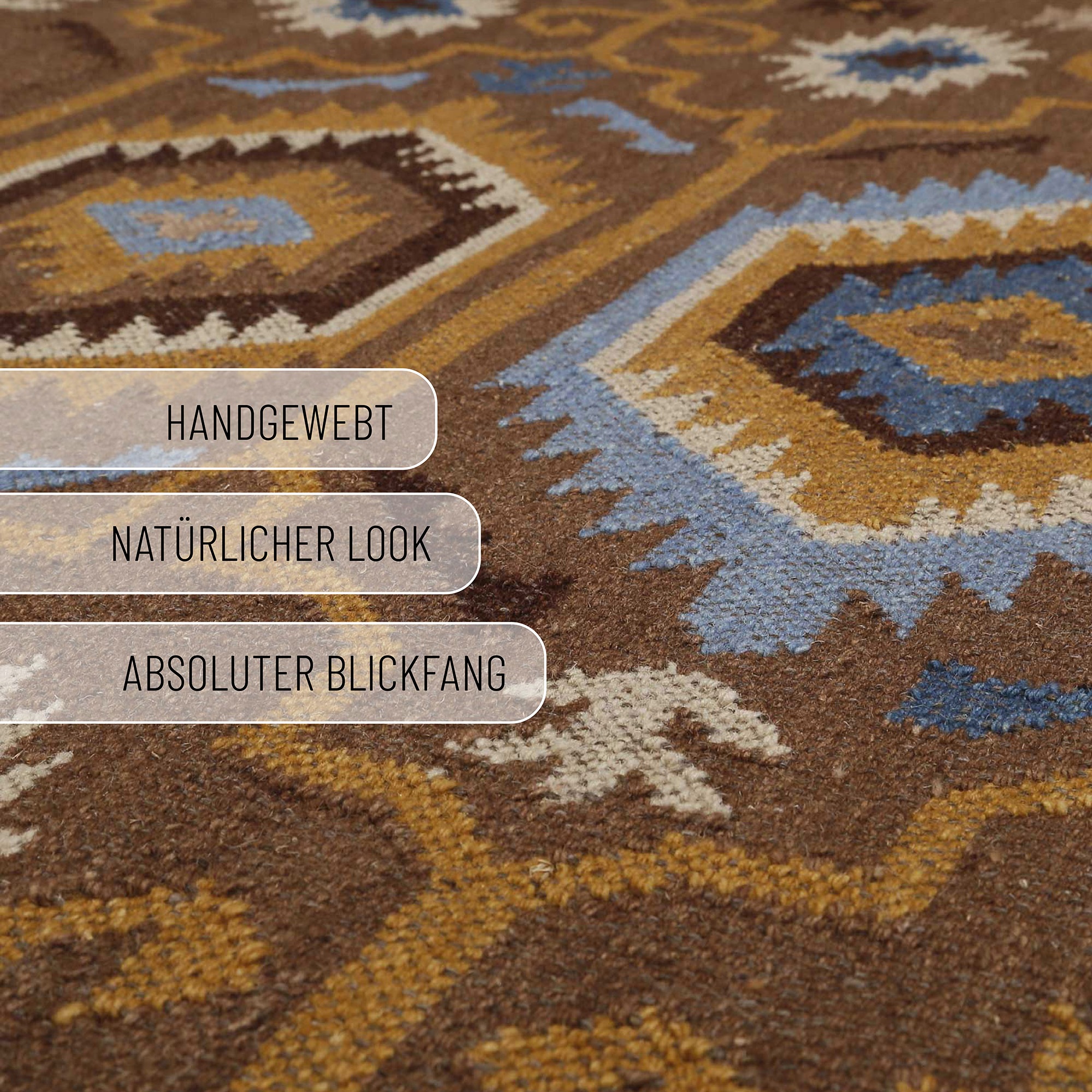 Green Looop Tapis en laine »Valere« Rectangulaire 5 mm Höhe Fransen, Kelim, handgewebt, Natur, Wohnzimmer, Schlafzimmer, Ethno