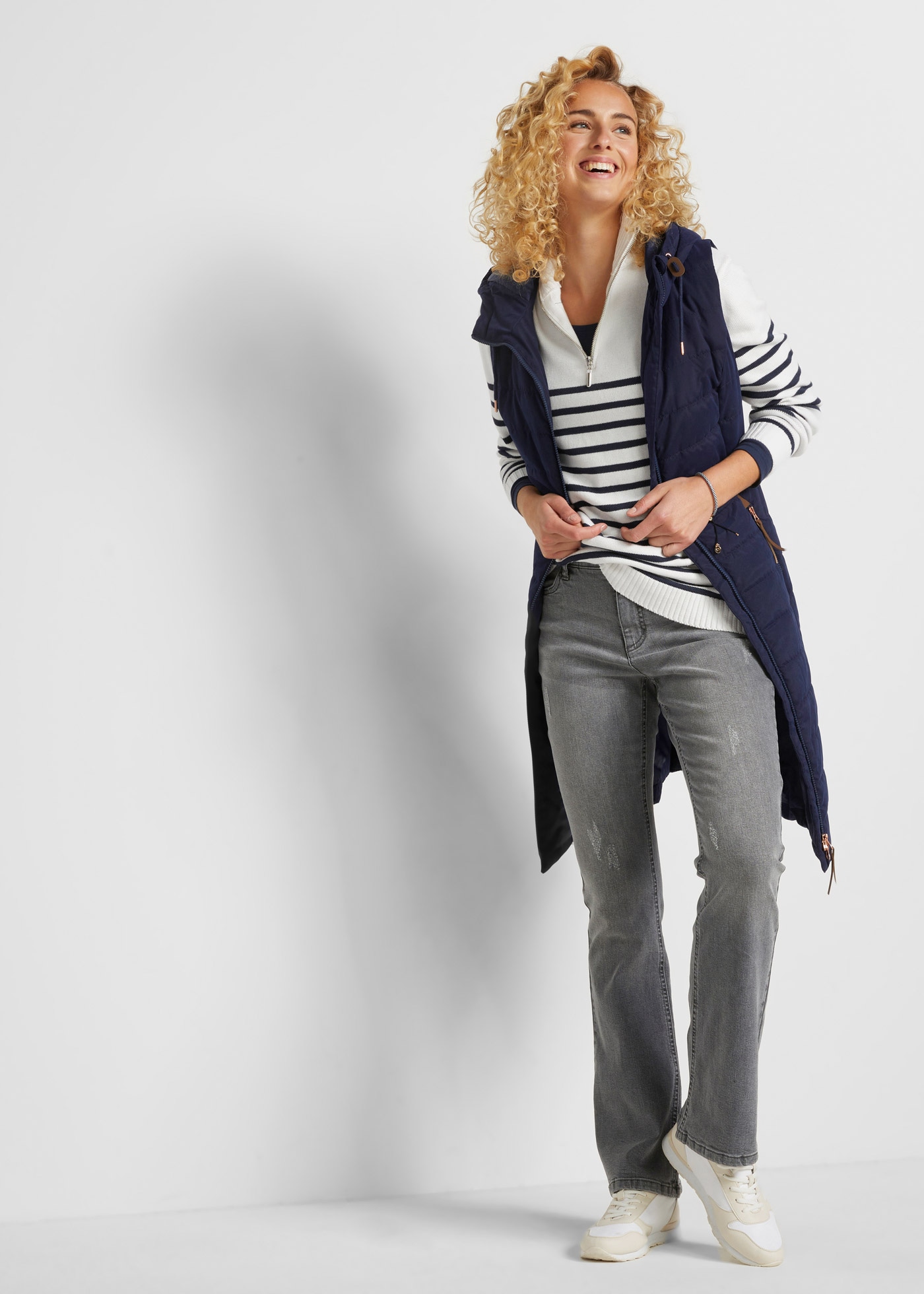 bonprix Gilet matelassé gilet long matelassé confortable, coupe ample, longueur genou