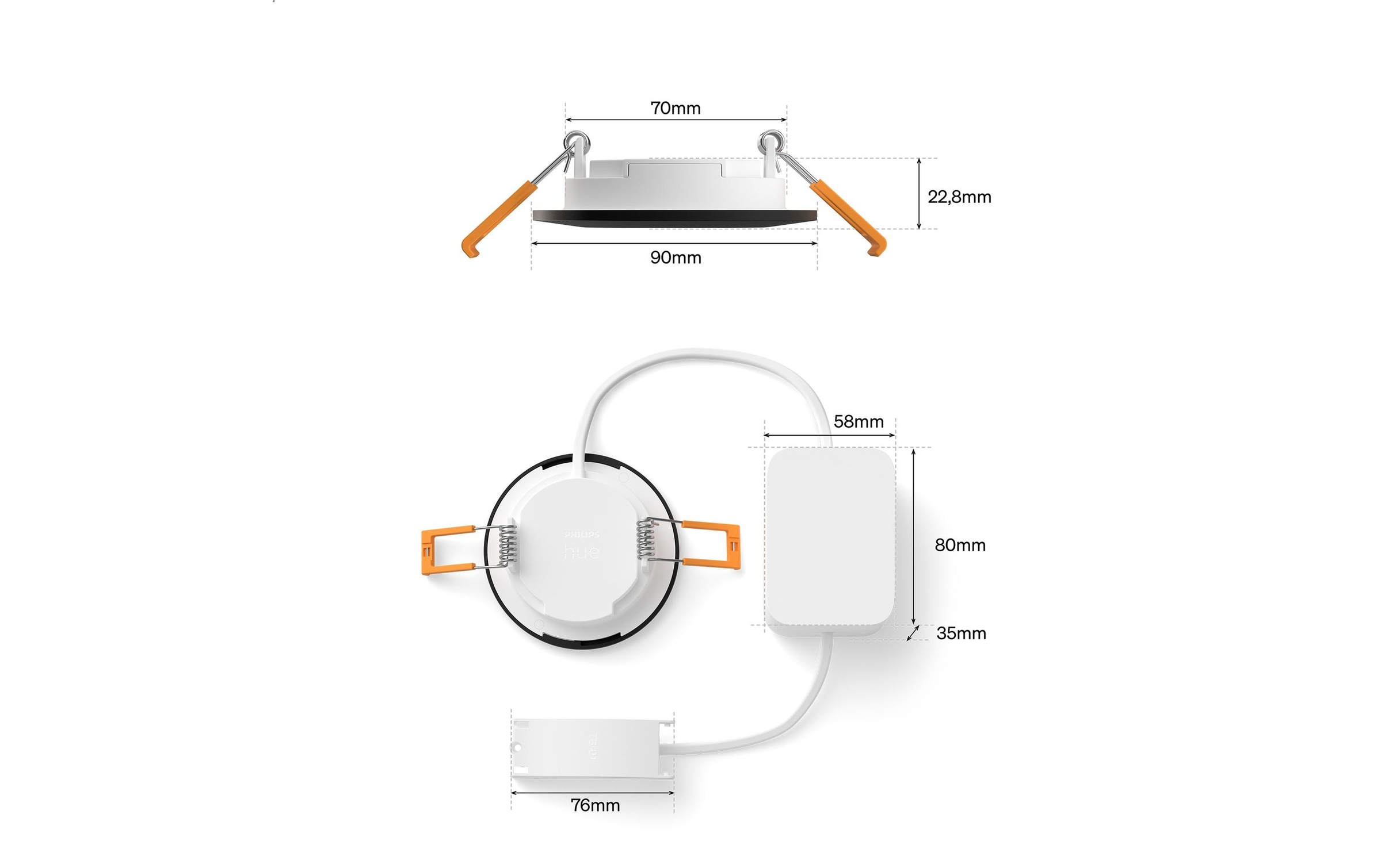 Philips Hue Plafonnier »Philips Hue Deckenleuchte WCA Slim Recessed Light S « RVB | blanc chaud - blanc froid