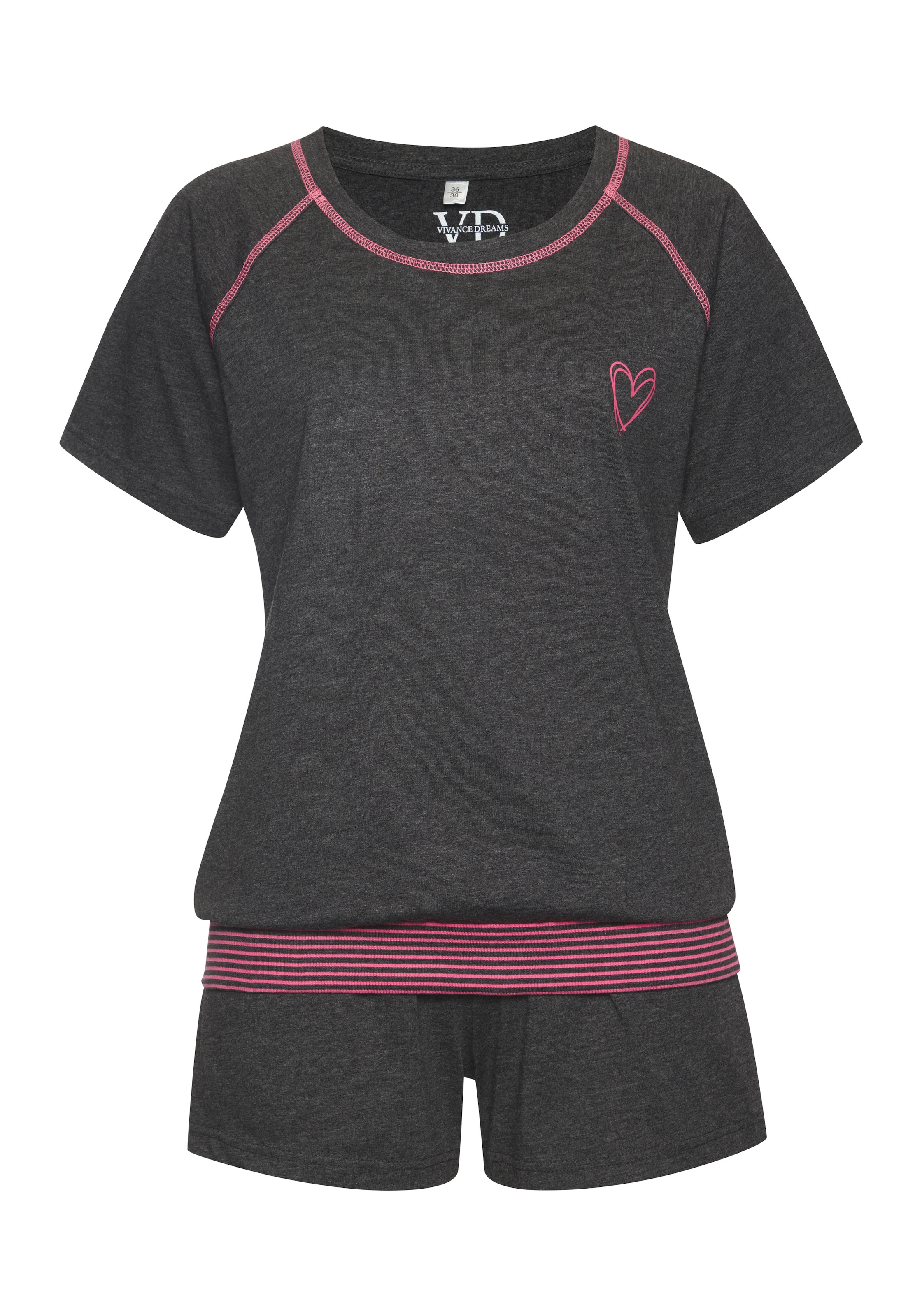 Vivance Dreams Shorty 2 tlg. mit dekorativen Flatlock-Nähten in Neonfarben