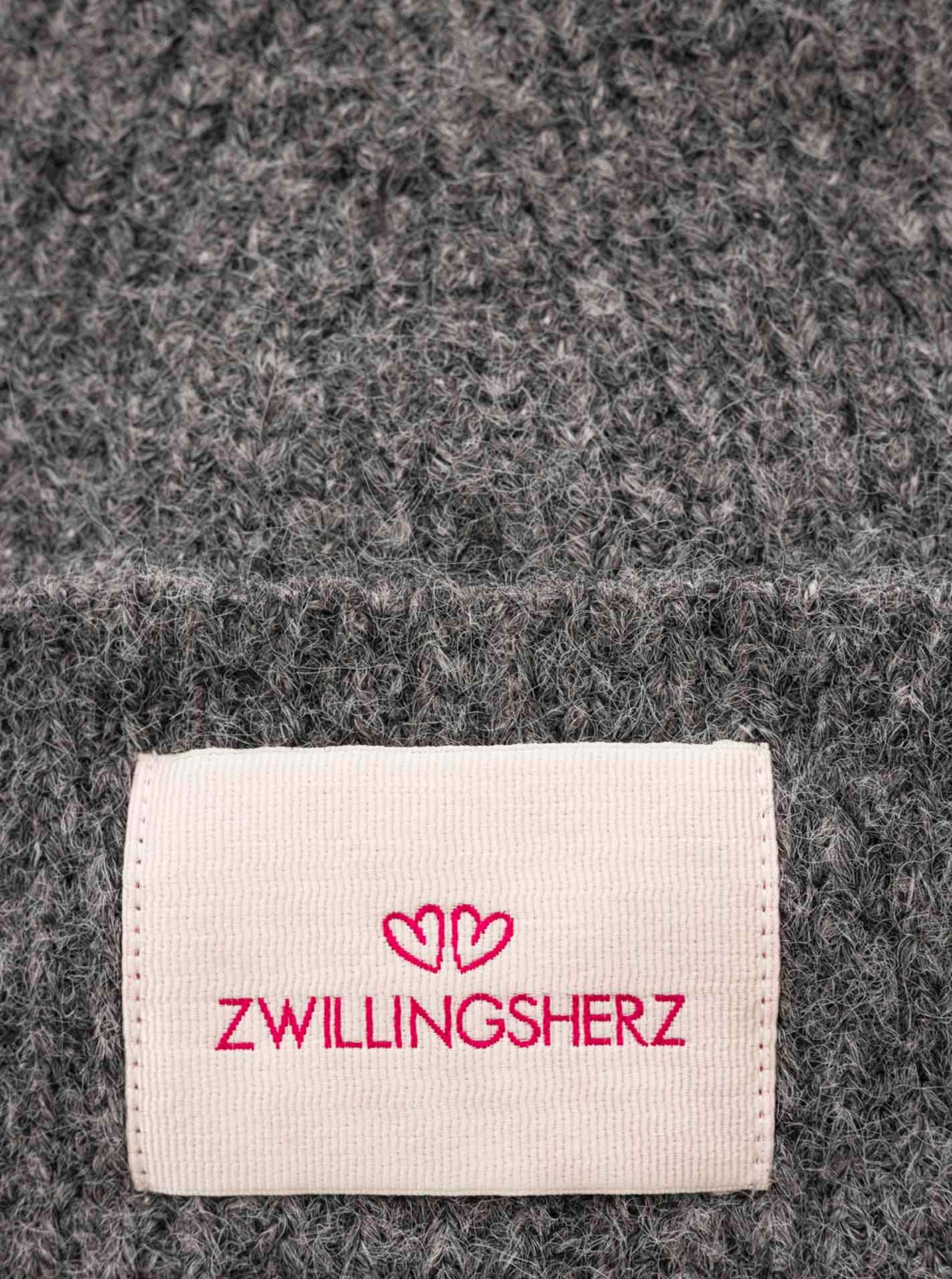 Zwillingsherz Strickmütze »"Zwillingsherz Patch"« gerippt,  mit Wolle und Umschlag, mit Patch