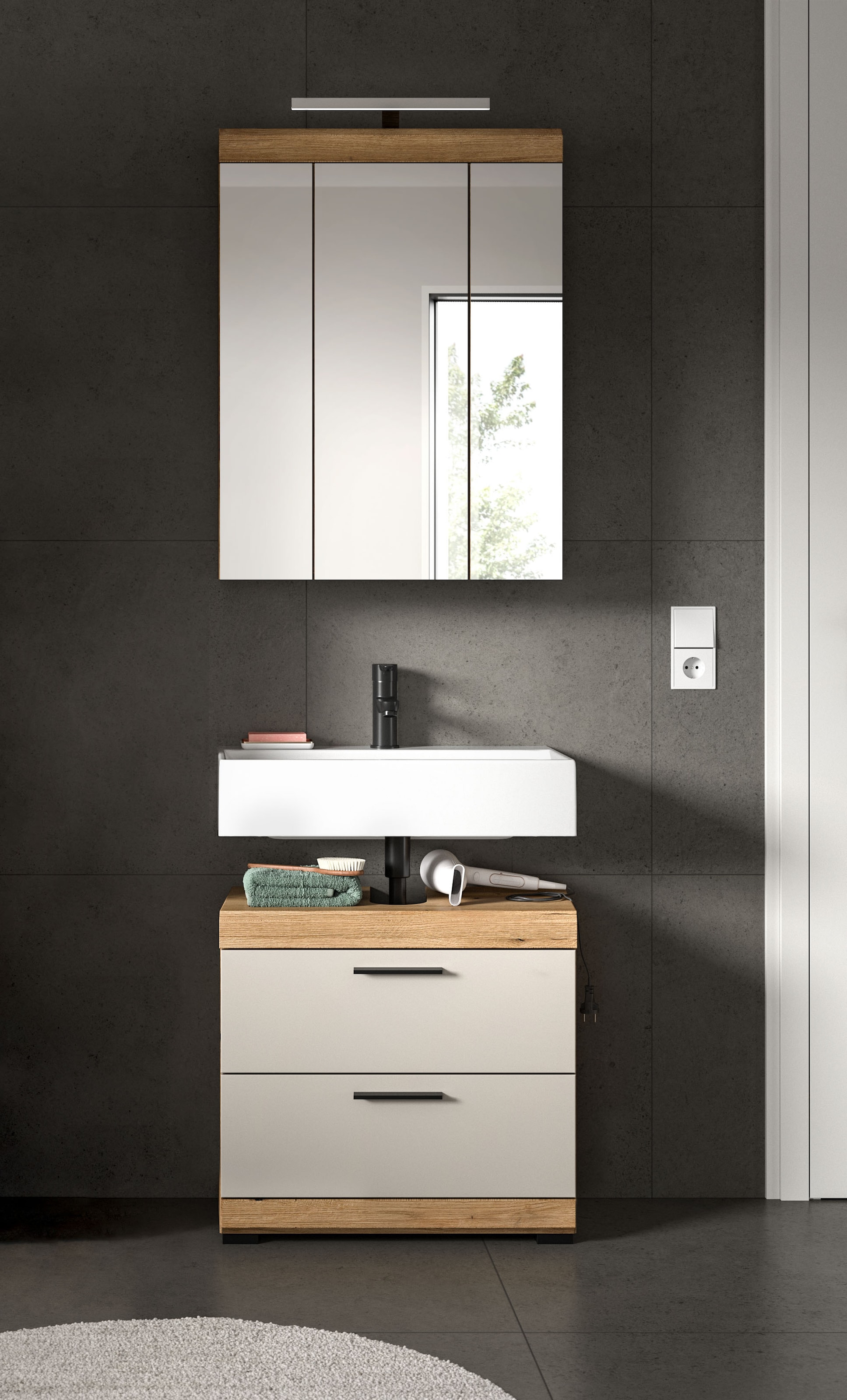 welltime Badmöbel-Set »Siena, 2 teilig, inklusive LED Beleuchtung, bestehend aus:« Set, TOPSELLER!, 