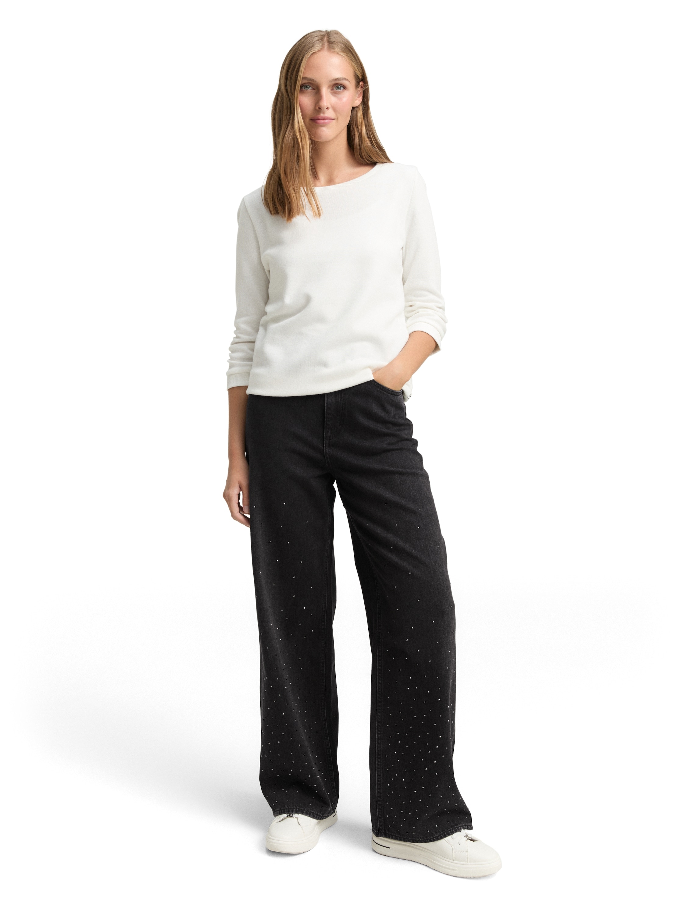 TOM TAILOR Denim Weite Jeans »LINOU« mit Strasssteinen