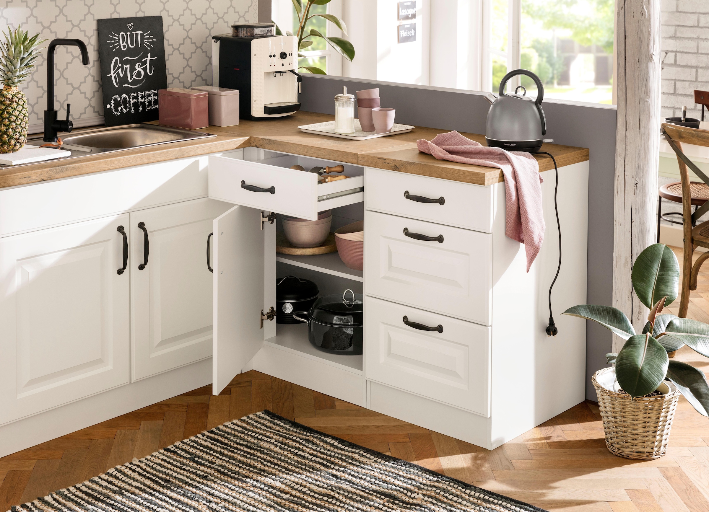 wiho Küchen Meuble bas d'angle »Erla« 110 cm breit mit Kassettenfront