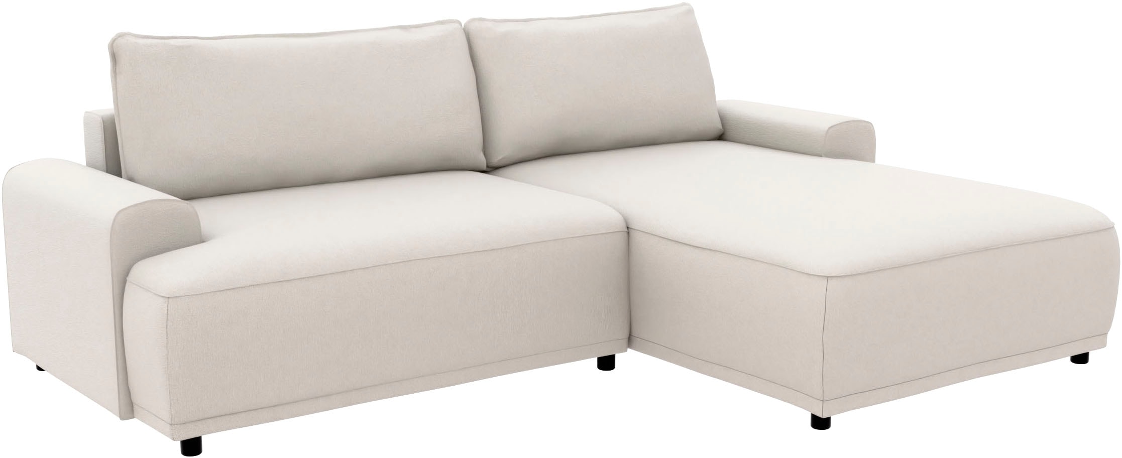 TRENDMANUFAKTUR Ecksofa »Fordon, Schlafsofa mit Bettkasten, Couch in L-Form, Breite 250 cm« in Struktur LUMOS, 3D-Effekt, sandgrau, Recamiere rechts