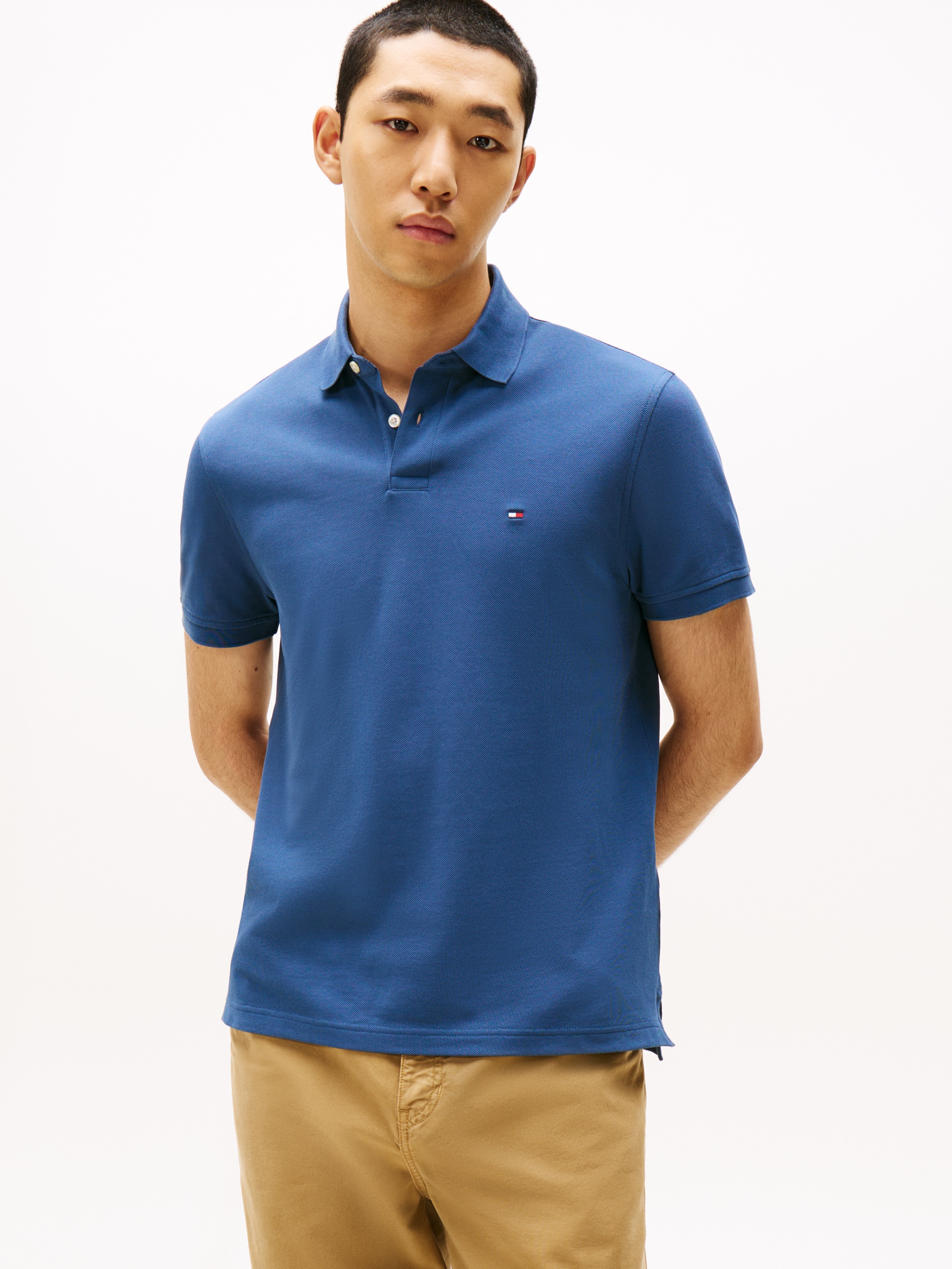 Tommy Hilfiger Polo »1985 REGULAR POLO mit Kontraststreifen und Knopfleiste« unifarben, sportlich, regular fit, Baumwollmix, Polokragen