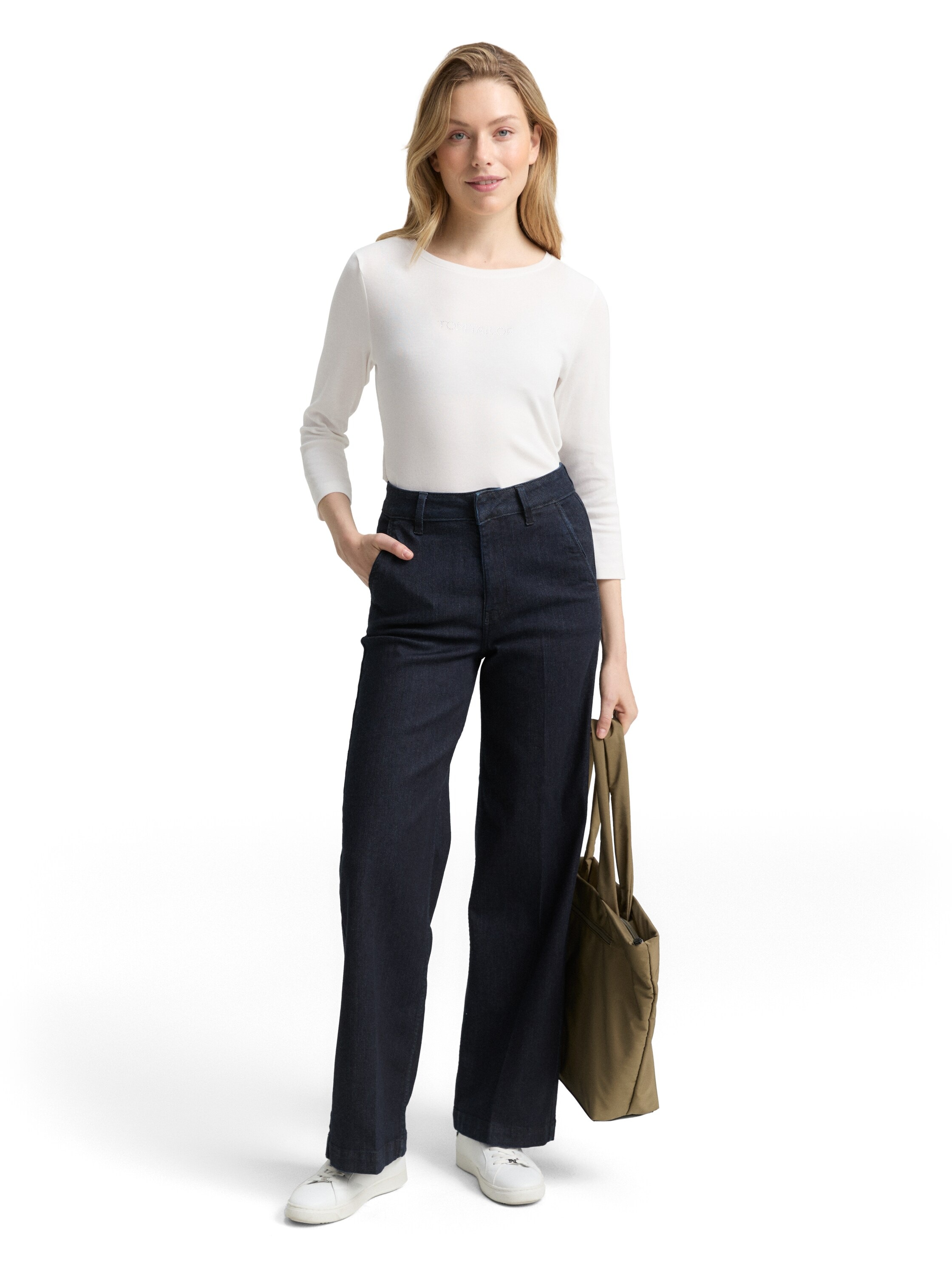 TOM TAILOR 3/4-Arm-Shirt mit Logo Schriftzug