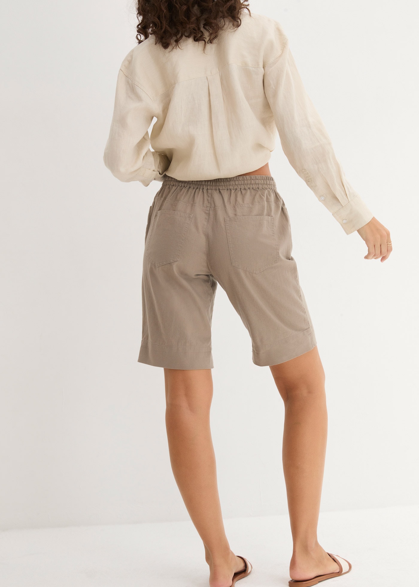 bonprix Bermuda  im sommerlichen Leinen-Mix, mit elastischer Bund mit Bindeband