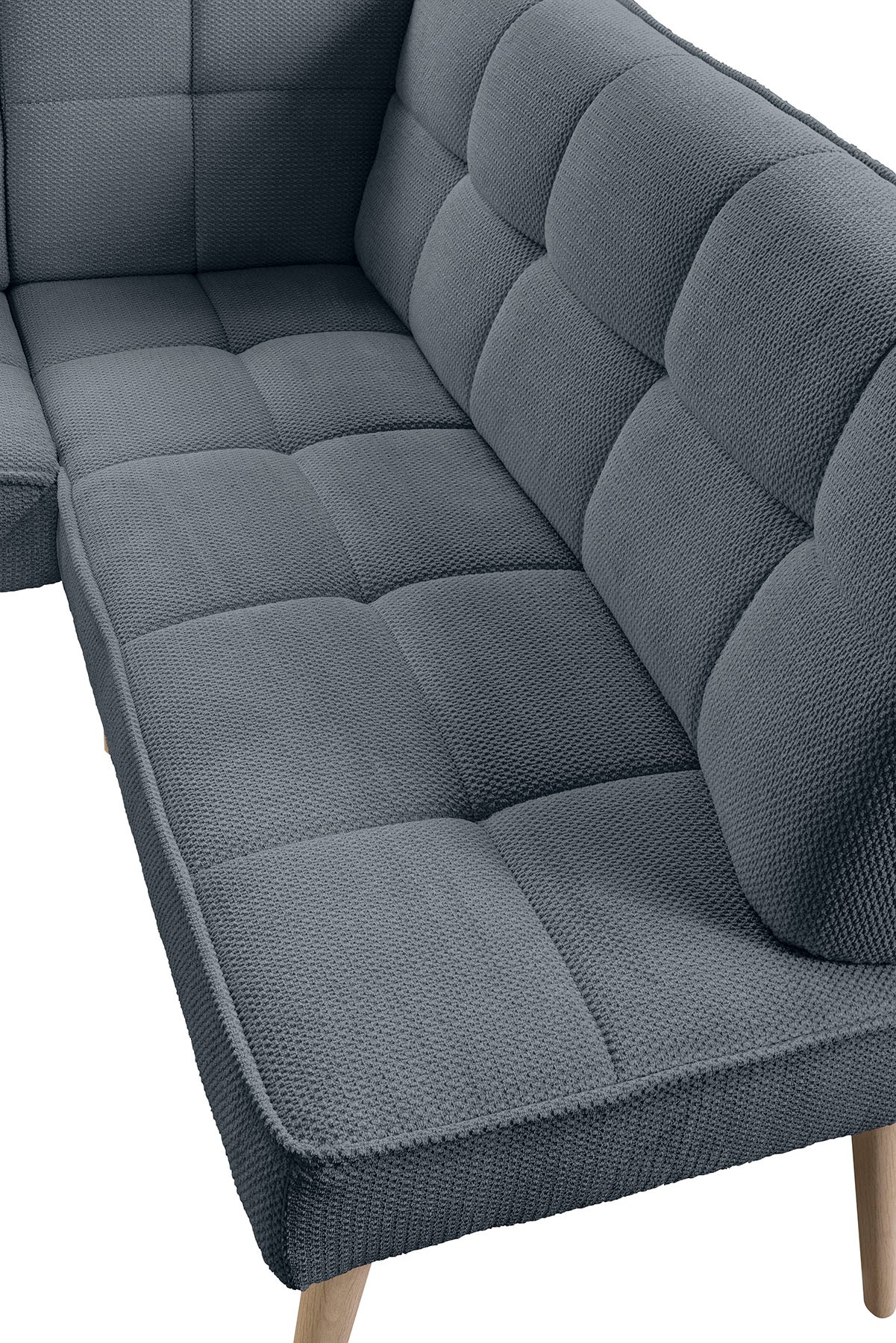 exxpo - sofa fashion Banc d'angle »Latte« couture moderne siège et dossier, confortable et élégant, pied en bois haut