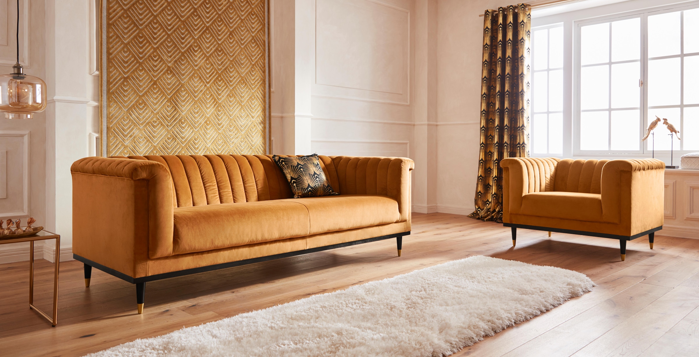 Home affaire Fauteuil »Chamby« mit Holzrahmen unten und Steppung im Lehnenbereich