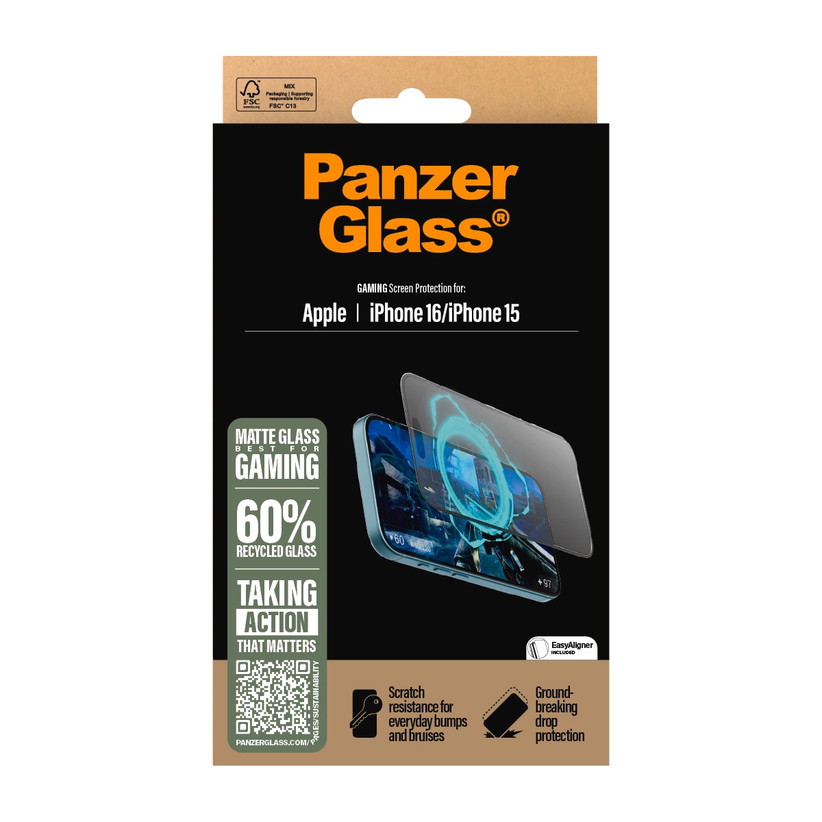 PanzerGlass Displayschutzglas »Gaming Screen Protection« für Apple iPhone 16;Apple iPhone 15 Displayschutzfolie, Schutzfolie, Bildschirmschutz, kratz- & stossfest