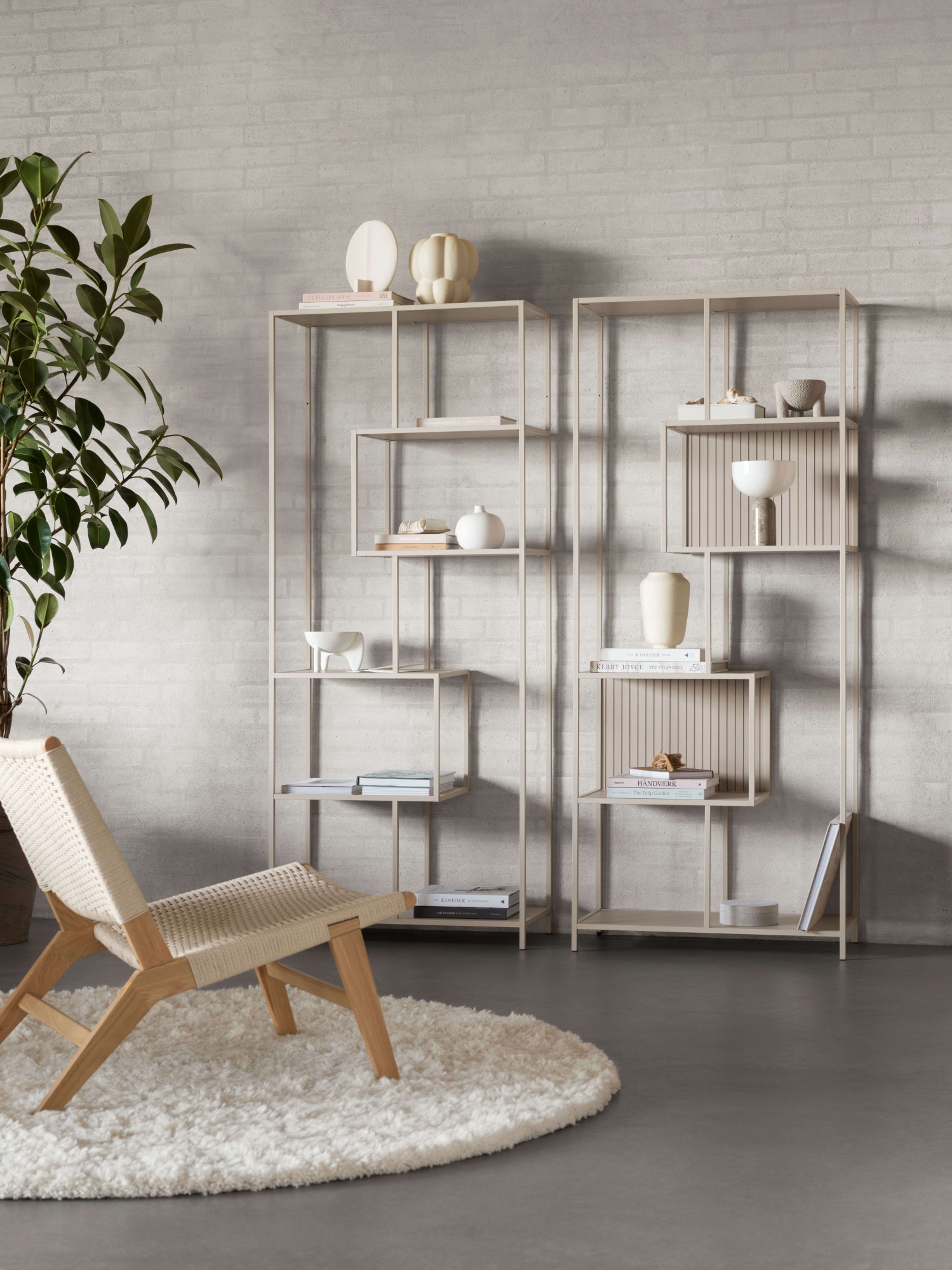 ACTONA GROUP Étagère à livres »Seaford, Standregal, Regal, Raumteiler« 77x35x185 cm,  cadre en acier gris, asymétrique, largeur 77 cm