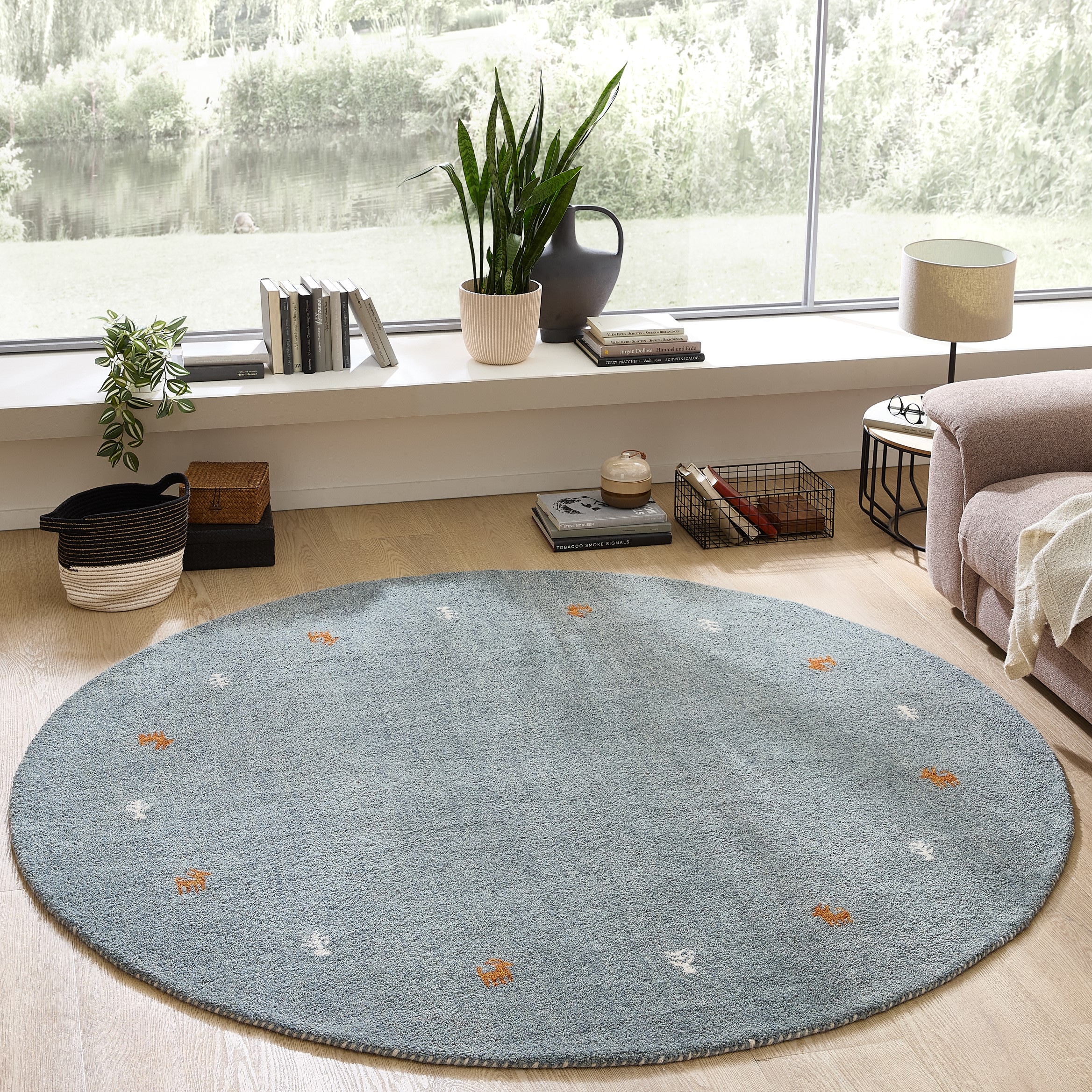 THEKO Tapis en laine »Gabbeh Motiv, Handgefertigt, Teppich, Tiermotiv,  reine Wolle,« Rond 14 mm Höhe reine Wolle, Wohnzimmer, Schlafzimmer, Esszimmer