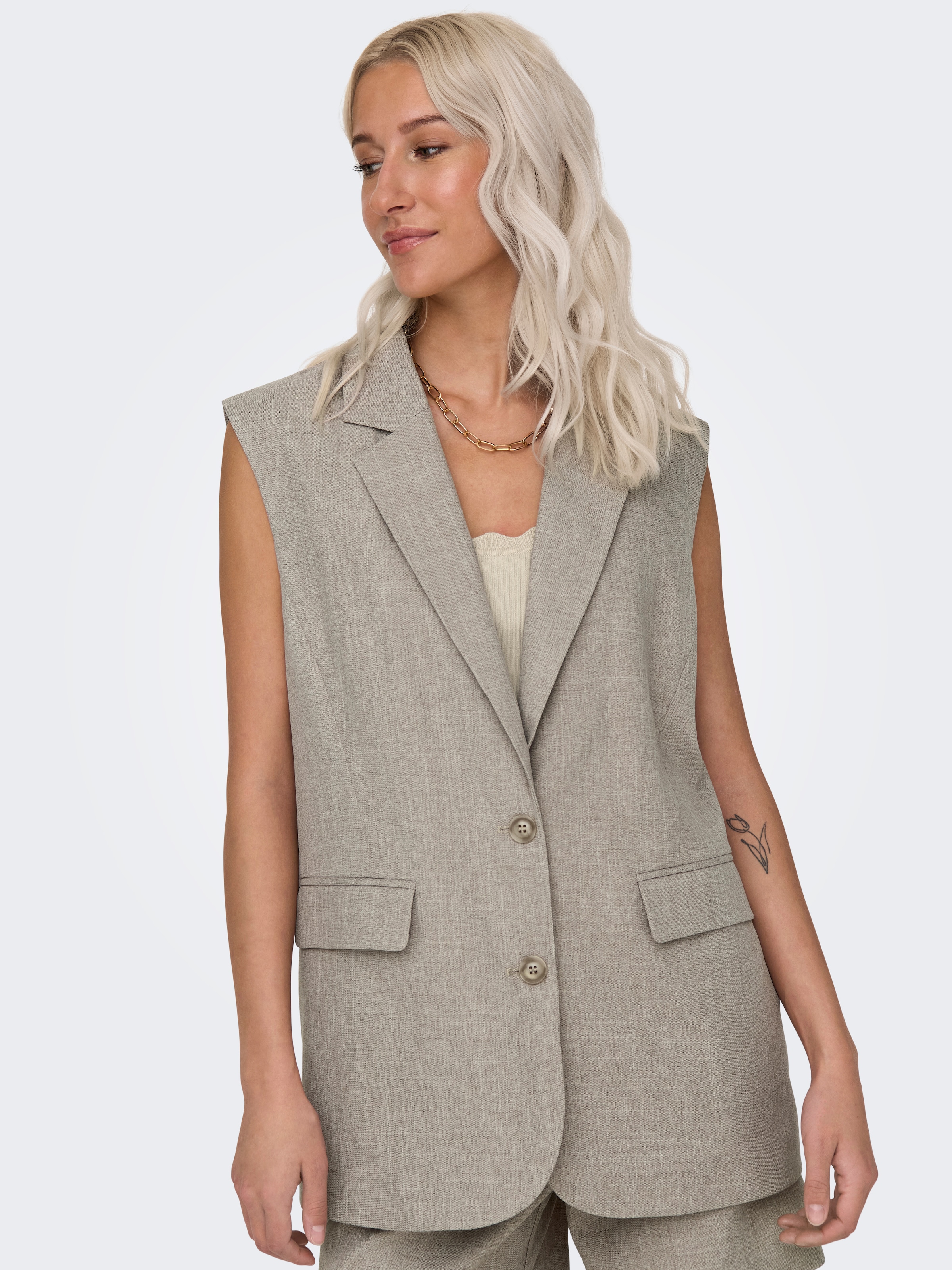 ONLY Anzugweste »ONLLINDA S/L MEL OVERSIZE WAISTCOAT TLR« Materialmix