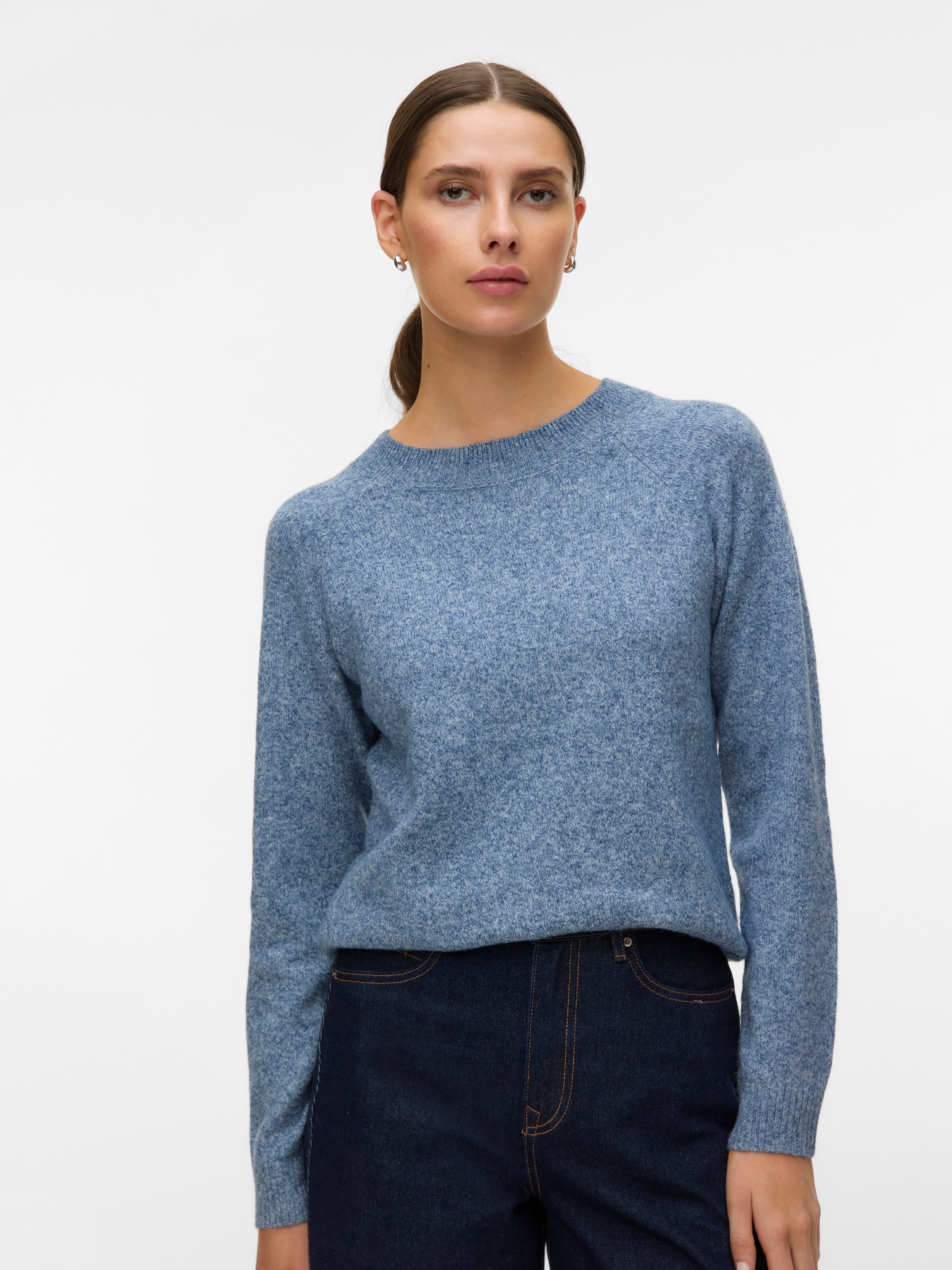 Vero Moda Pull à col rond »VMDOFFY LS O-NECK BLOUSE GA NOOS« Materialmix, regular fit