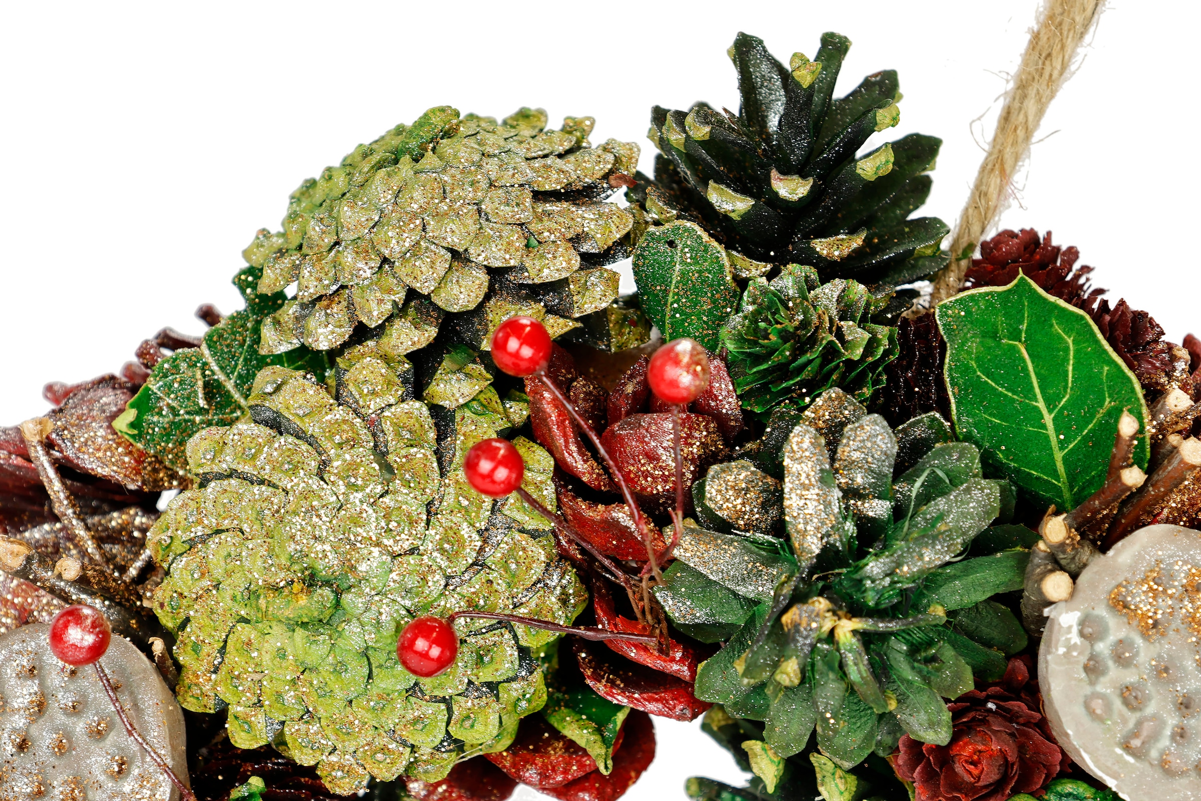 I.GE.A. Kunstkranz »Natur-Kranz mit echten Zapfen Lotus Perlen Beeren« Türkranz Tischkranz Adventsdeko Adventskranz Weihnachtsdeko