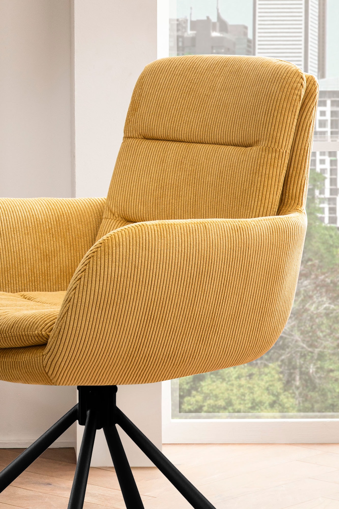 SalesFever Chaise de salle à manger »Pizzo Eleganter Armlehnstuhl« () 1 cuisCord-Esszimmersessel mit 360° Drehkomfort