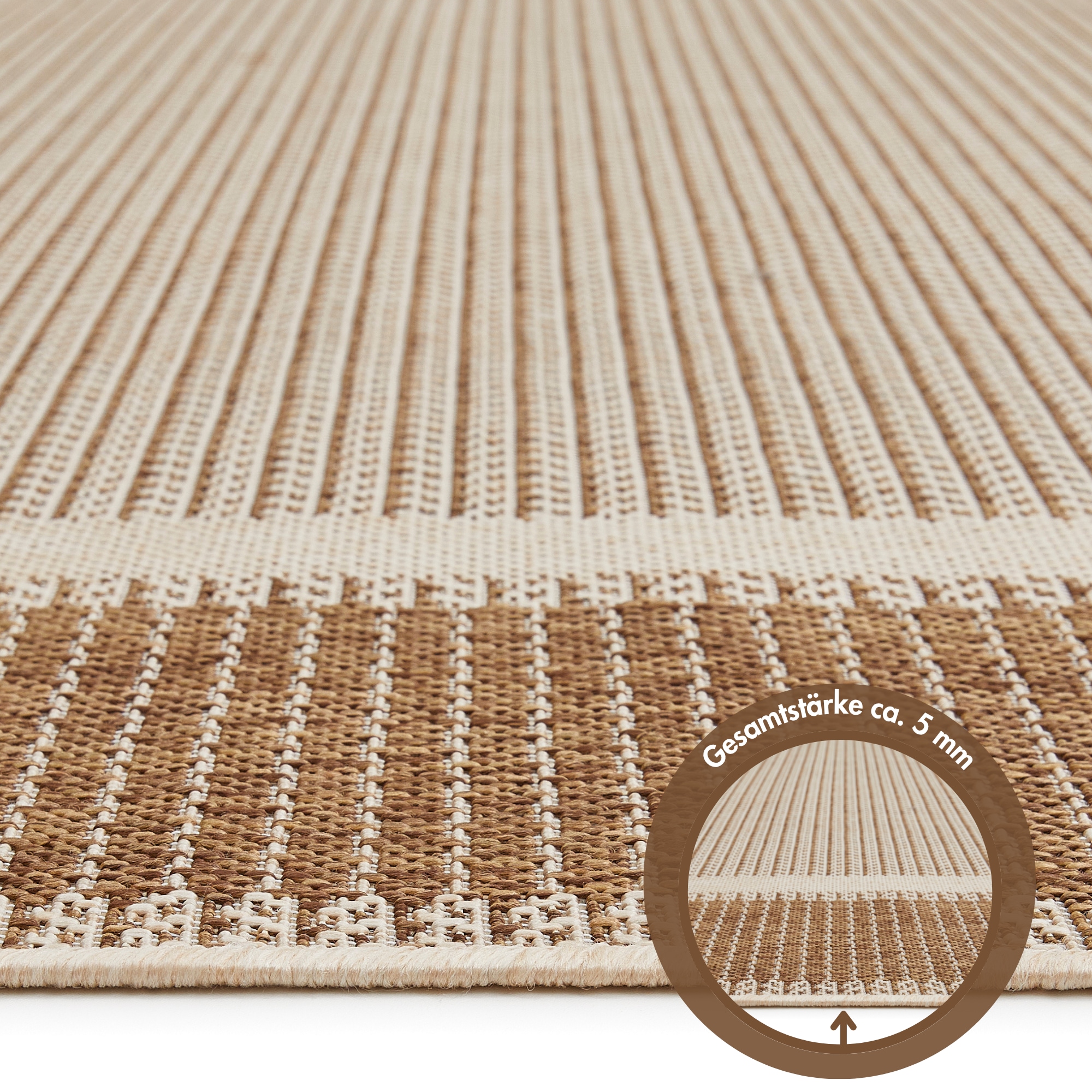 Andiamo Tapis »ARIZONA 2« Rectangulaire 5 mm Höhe tissu plat, avec bordure, adapté intérieur et extérieur, résistant aux intempéries