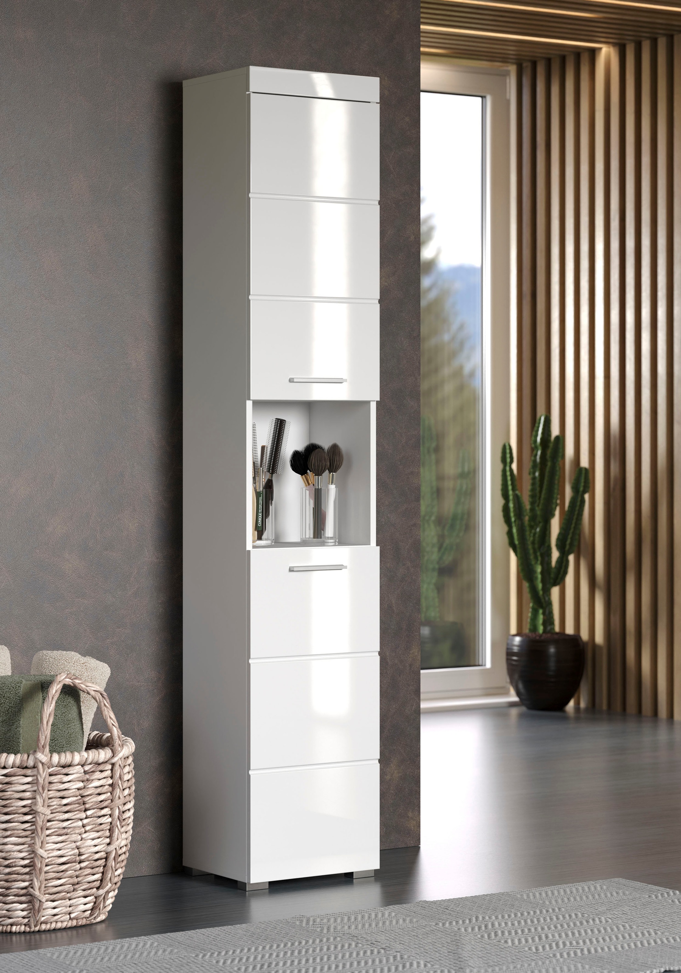 welltime Hochschrank »Avena« Badschrank mit 2 Türen & 1 Fach - (B/T/H) 37/31/190 cm