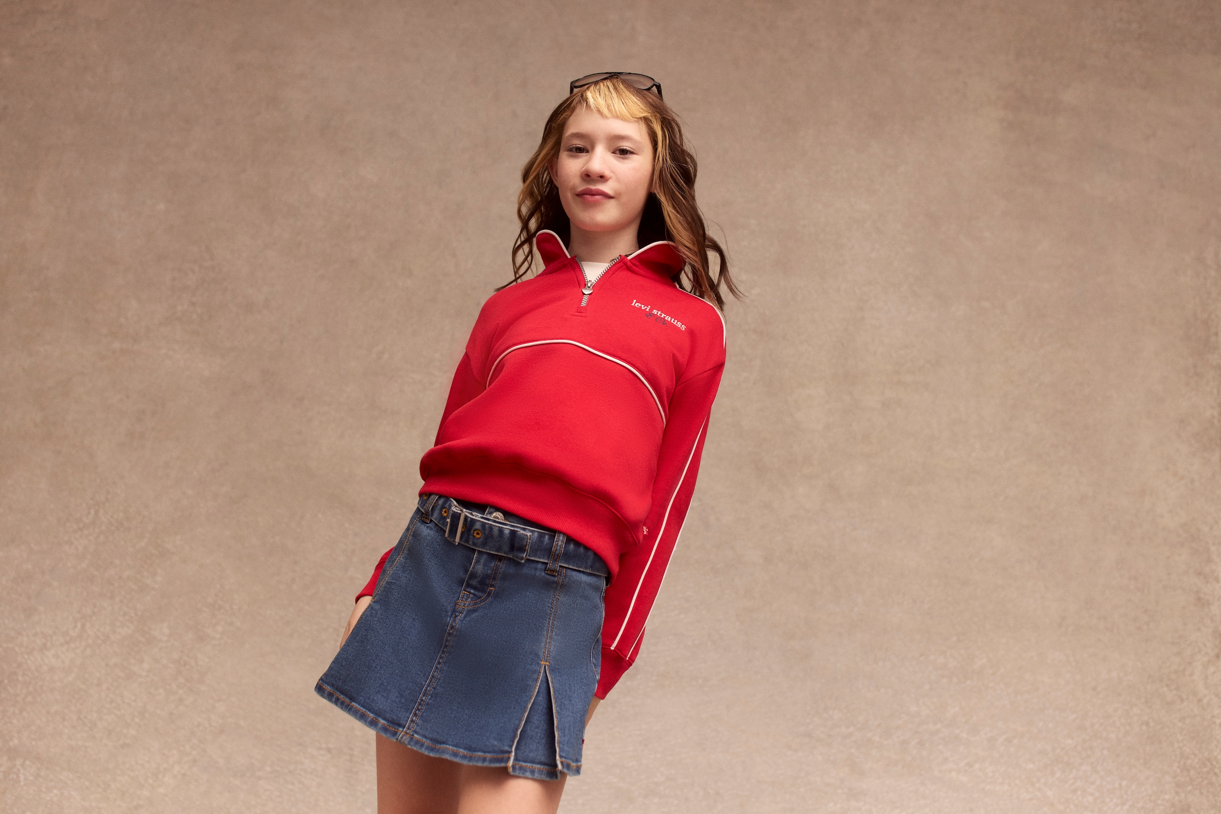 Levi's® Kids Jupe en jean »LVG PLEATED SKORT W BELT« short jupe en denim avec ceinture en jean / pour filles