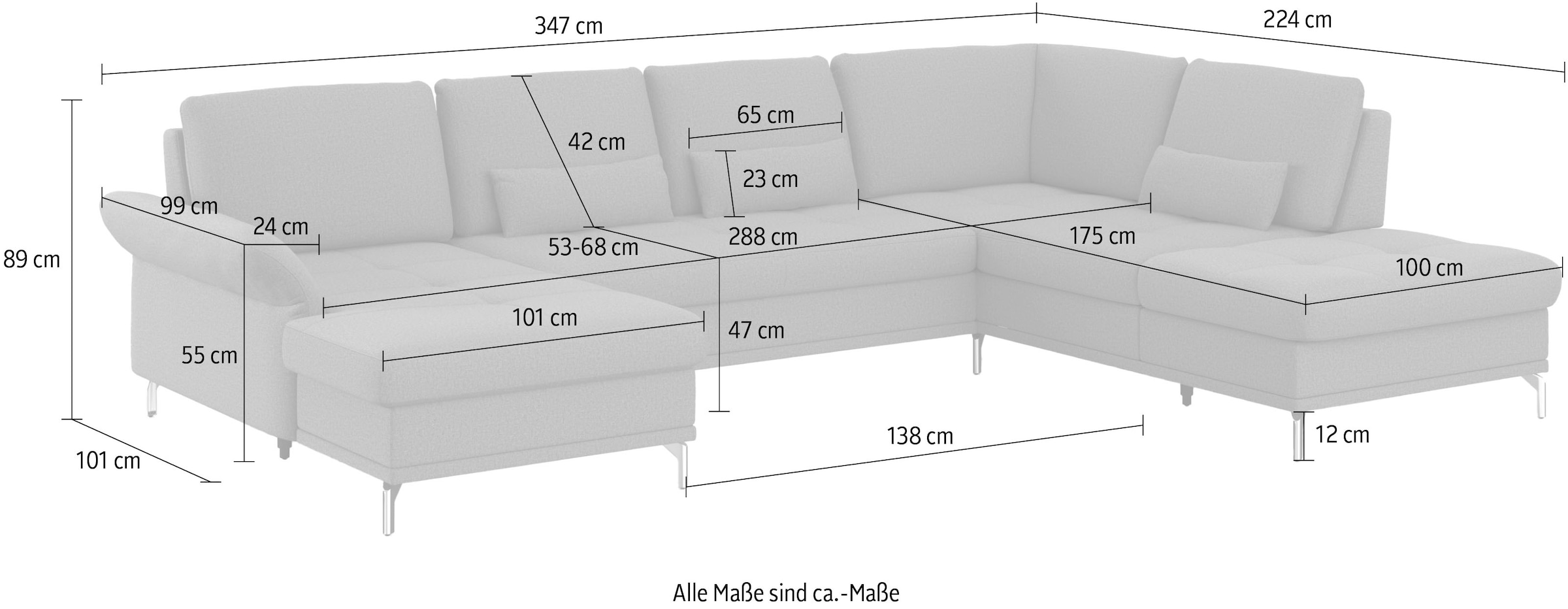 INOSIGN Wohnlandschaft »Palm Beach U-Form« Federkern, mit Sitztiefenverstellung, wahlweise mit Bettfunktion