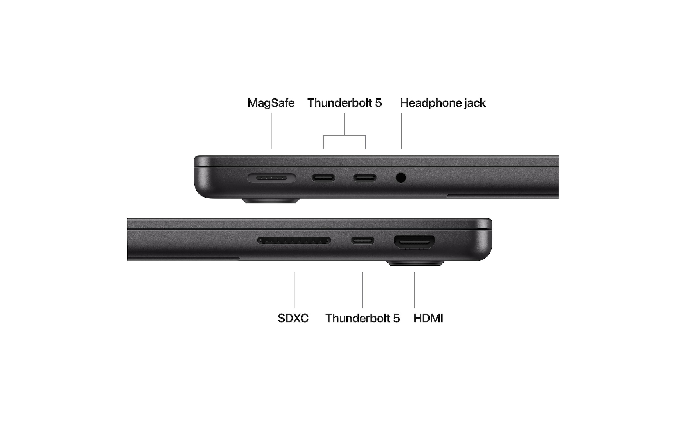 Apple Ordinateur portable »MacBook Pro 14 M5 Max 2026 18C CPU/32C GPU/2 TB/36 GB« 36,068 cm / 14,2 ″ Apple M5 Max 2.000 Go SSD Integrierte NPU (Neural Processing Unit)