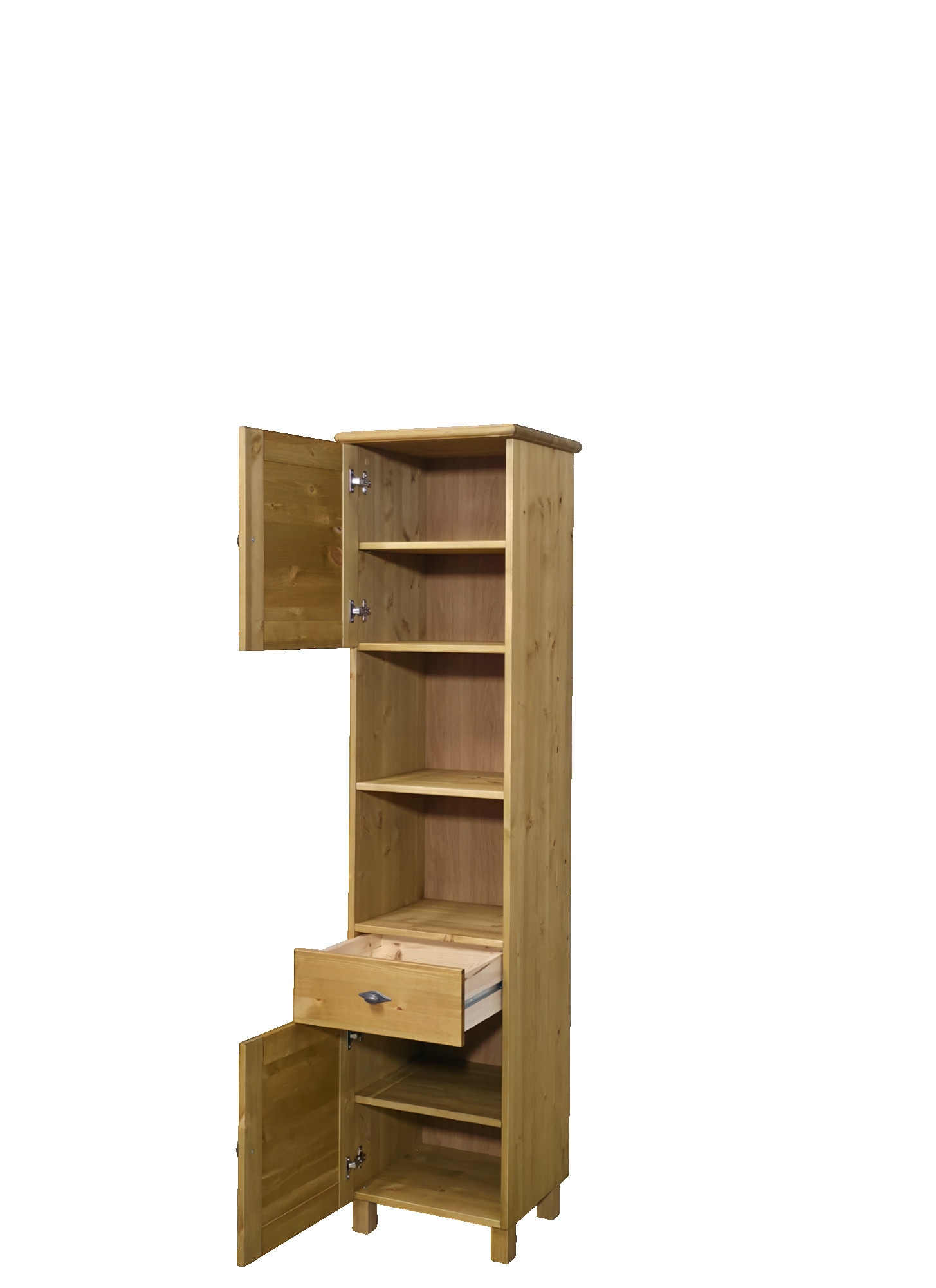 GOODproduct Hochschrank »Rauna« aus massiver Kiefer, Breite 44 cm, Rillenoptik, made in EU