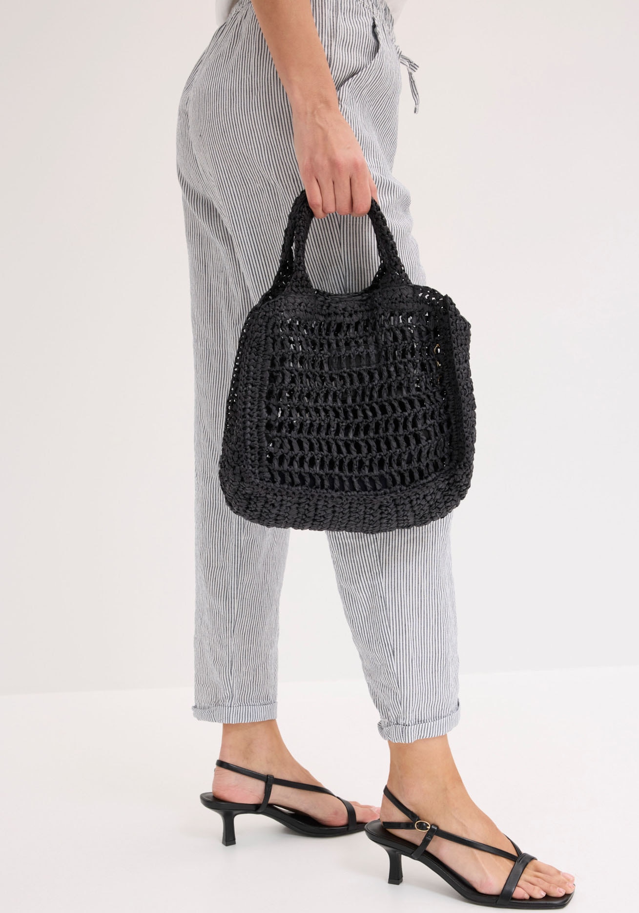 bonprix Pantalon en lin  en lin et lyocell, avec bord-côte élastique, regular fit