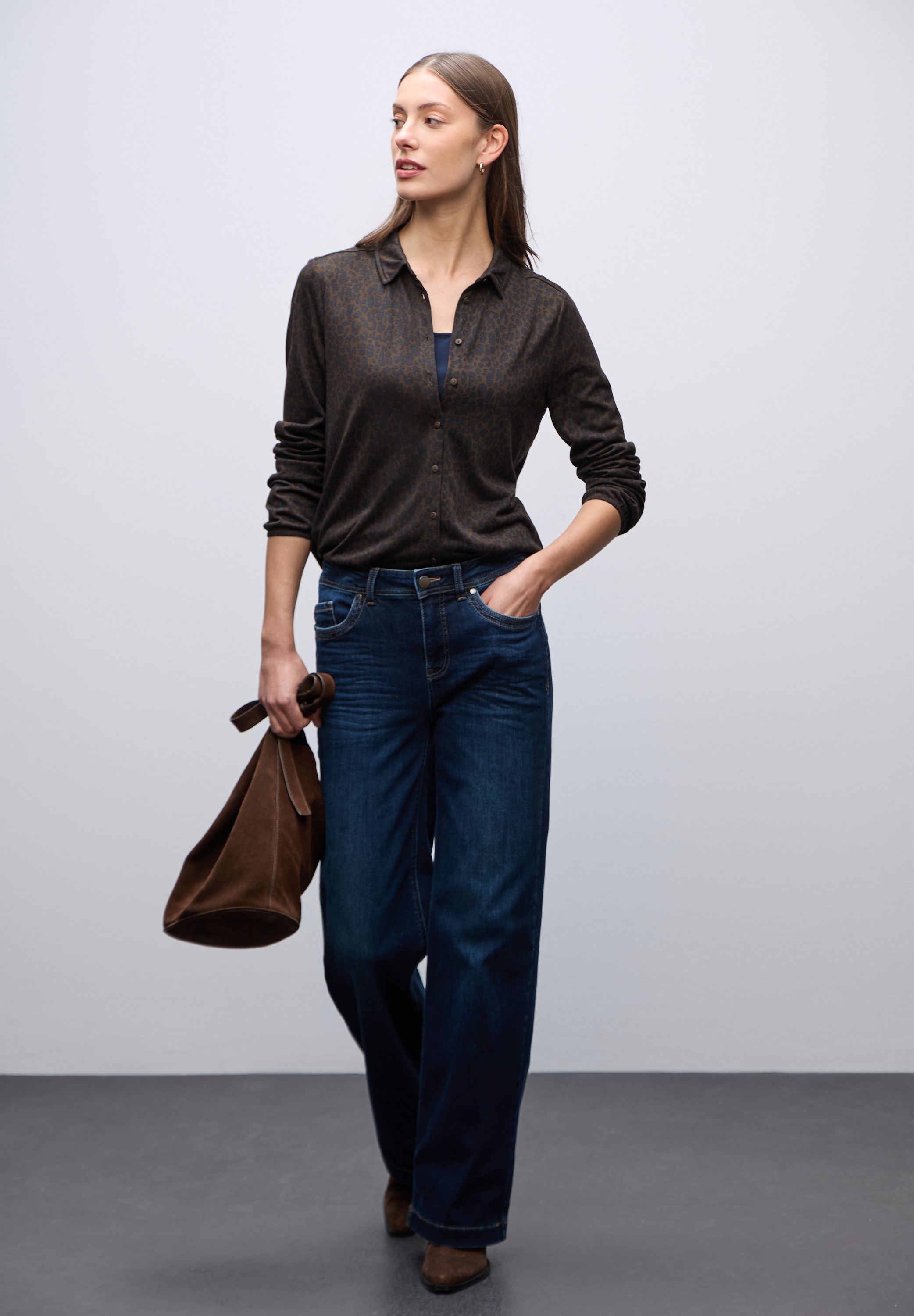 STREET ONE T-shirt à manches longues mit Leo-Print