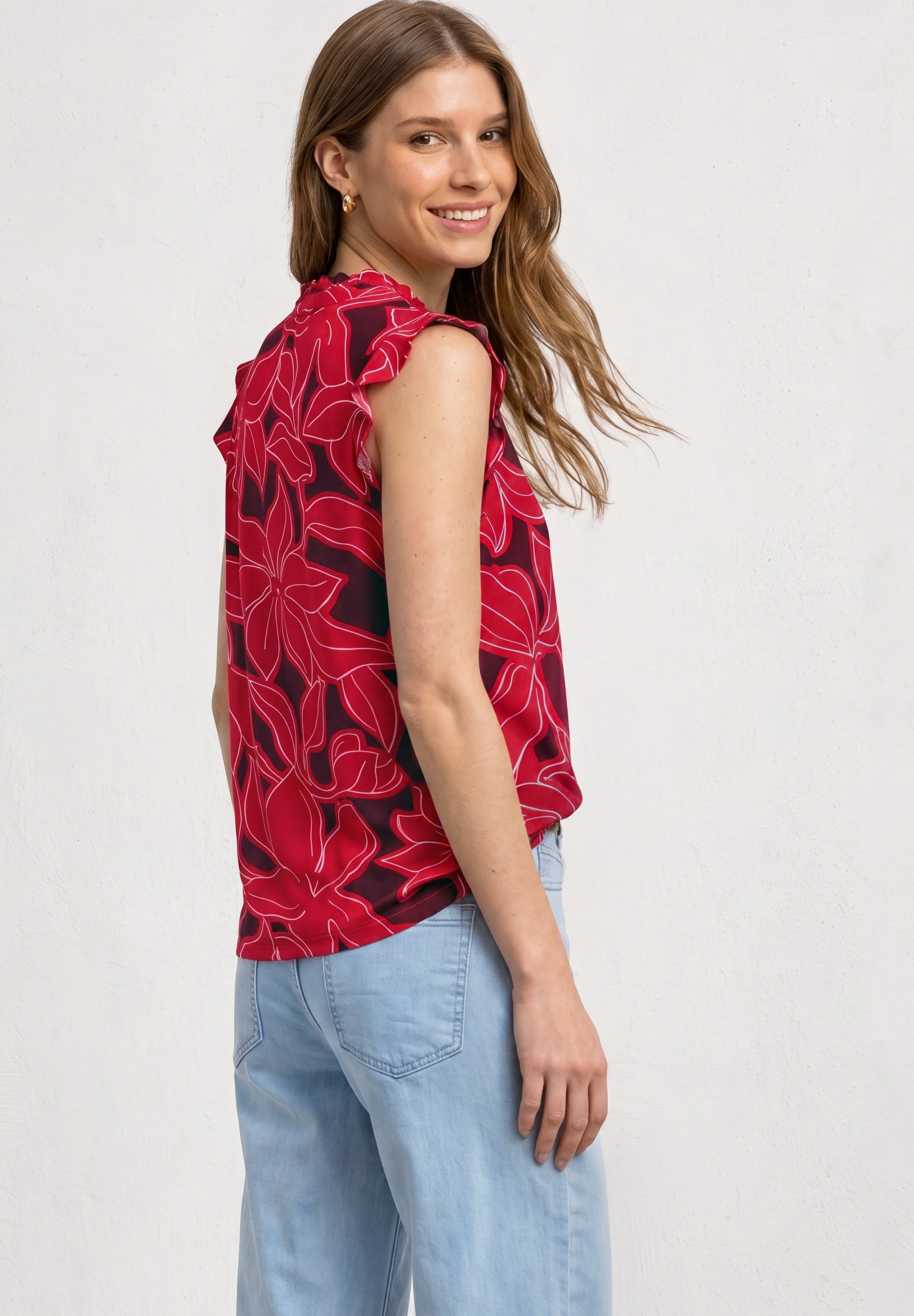 STREET ONE Top chemisier qualité chiffon fine avec top intérieur en modal, tombé souple