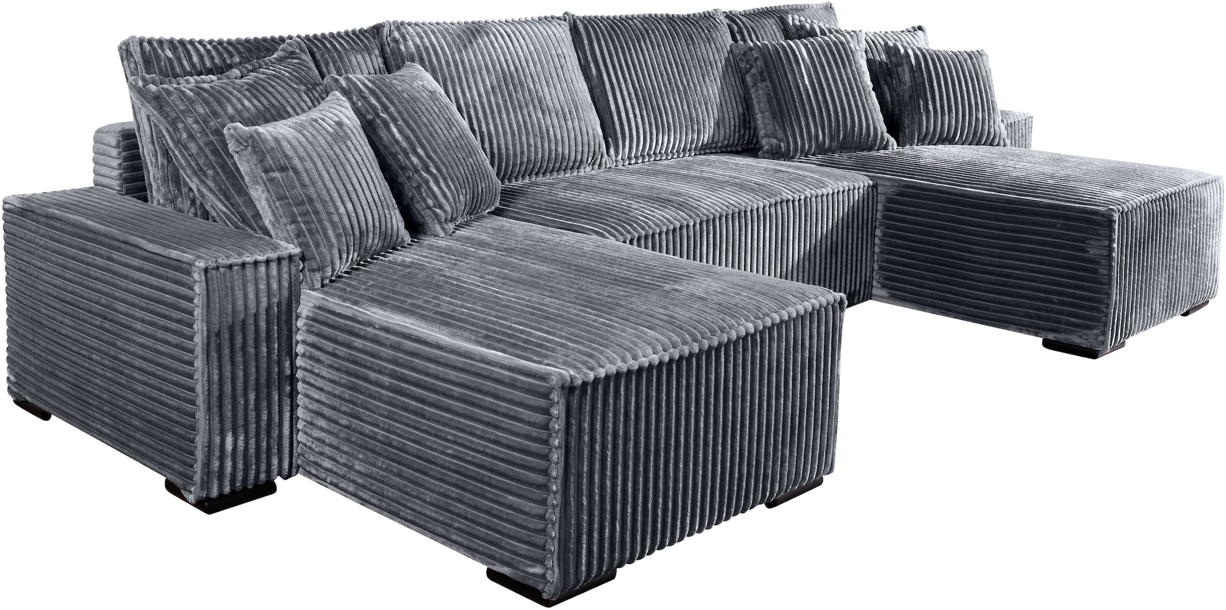COLLECTION AB Paysage de salon »Manhattan U-Form, B: 313 cm, in Breit- oder Normalcord« Bettfunktion, Bettkasten & Zierkissen, Federkern
