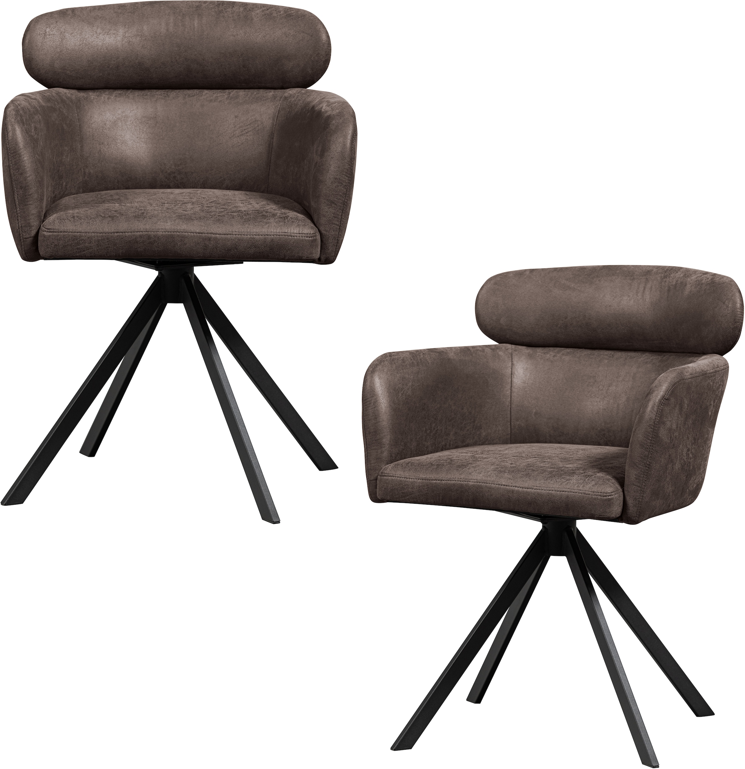 WOOOD Chaise de salle à manger »Fenne aus Kunstleder mit Drehgestell aus Metall H 80 x B 58 cm« (Ensemble) 2 cuis(Set, 2 pcs) Haute résistance à l'usure, largeur 58 cm