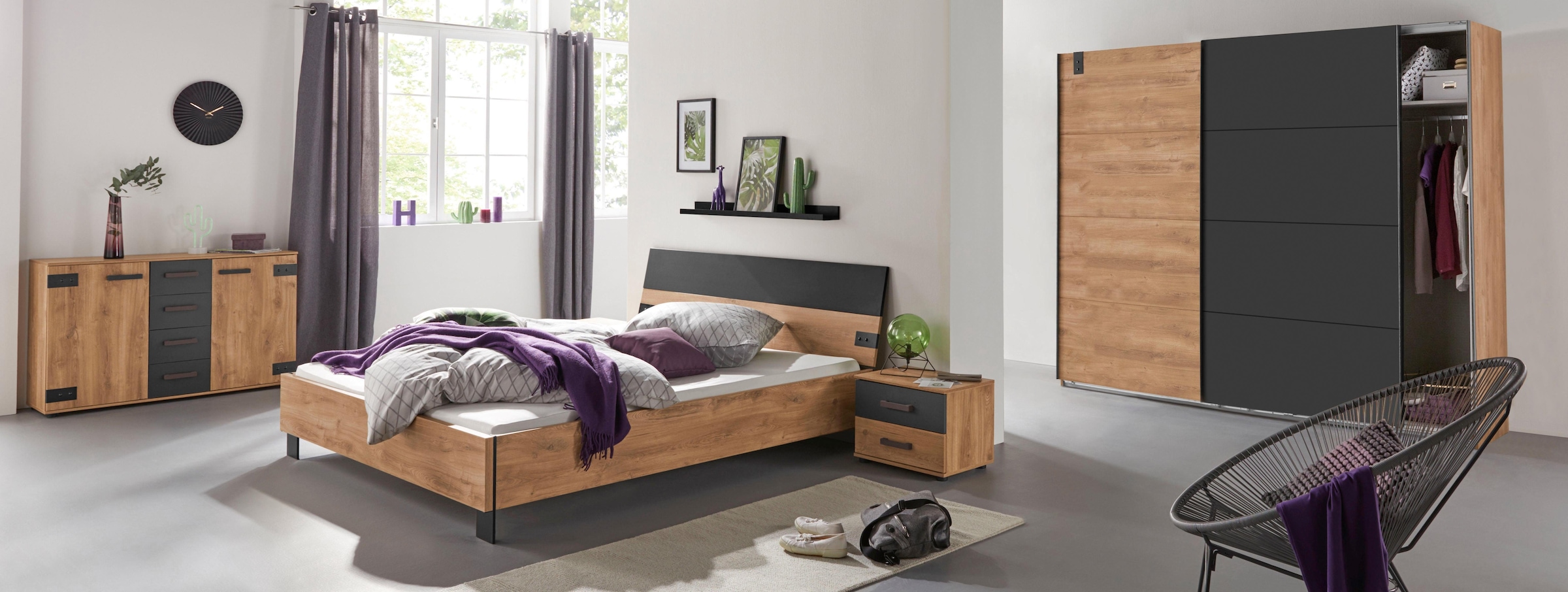 Wimex Schwebetürenschrank »Malmö, Kleiderschrank wahlweise mit oder ohne Spiegel« Kleiderschrank im Industrial Design, 225 oder 270cm breit