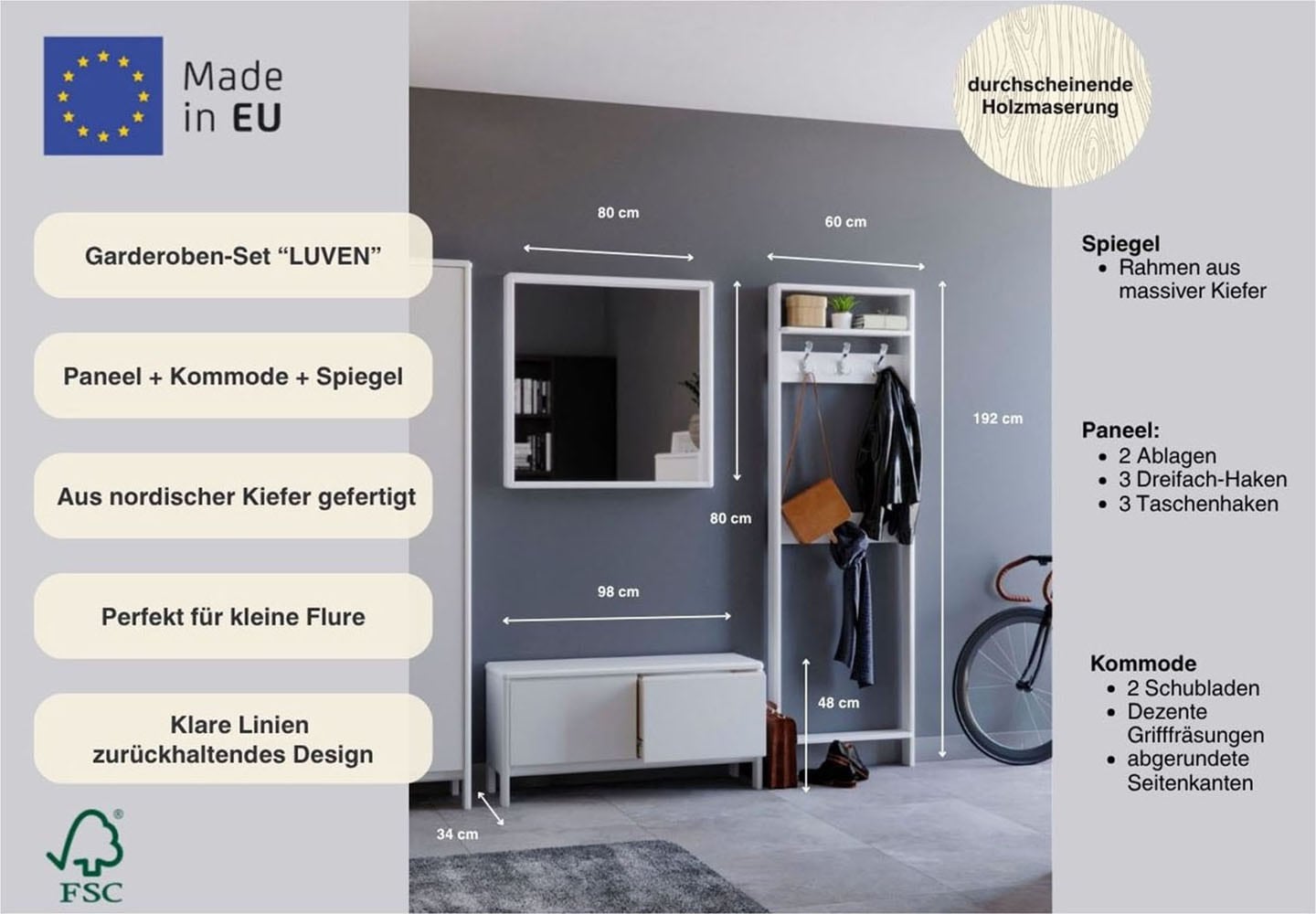 GOODproduct Garderoben-Set »Luven« Set, 3 Stk. tlg.