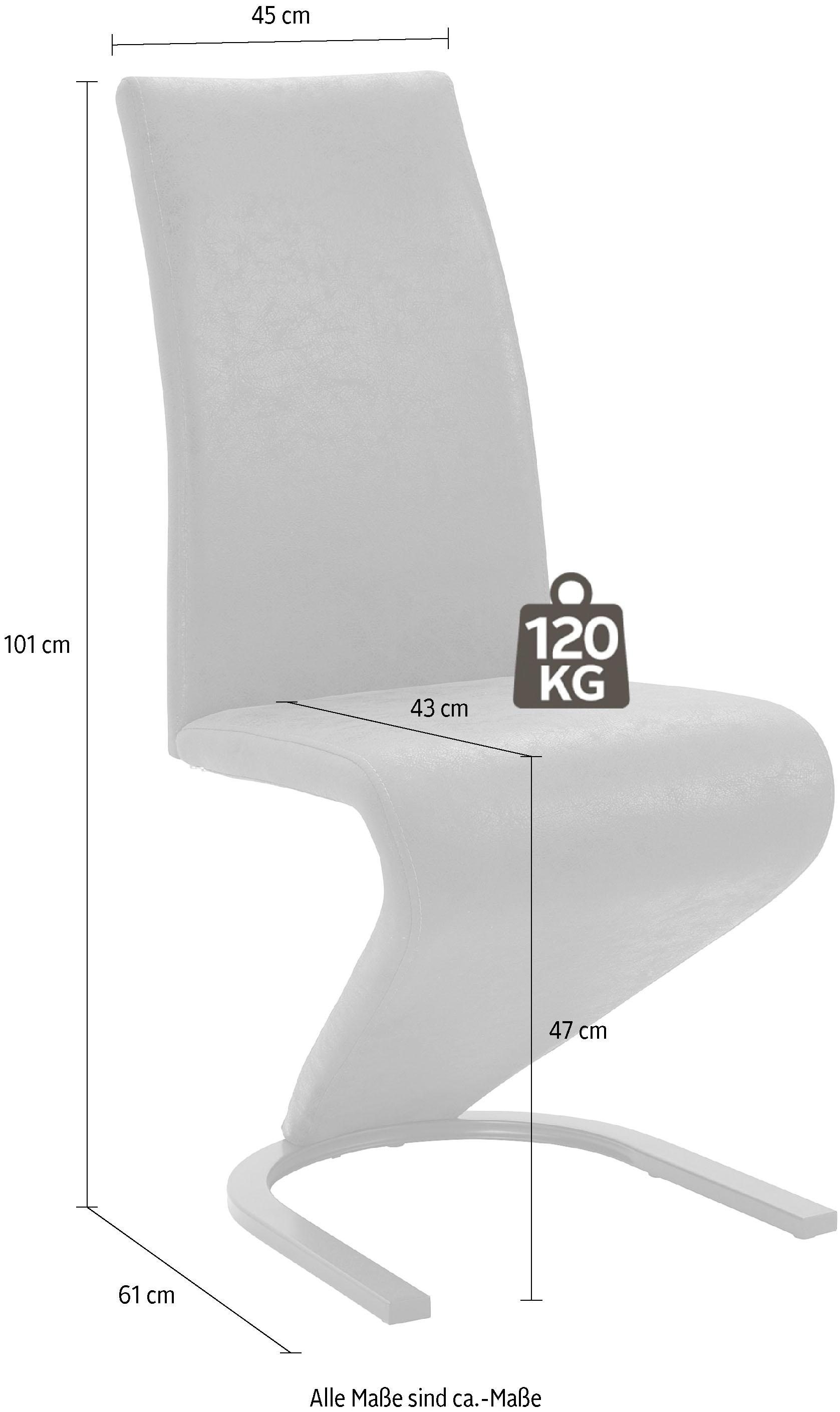 Home affaire Chaise de salle à manger »Ziri Schwingstuhl« (Set) 2 cuisBezug aus strapazierfähiger Microfaser, schwarzes Metallgestell