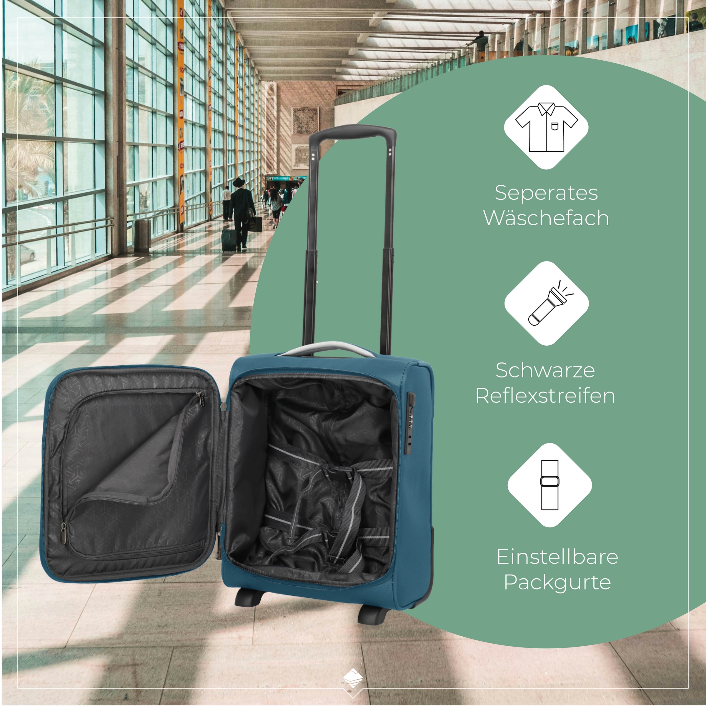 travelite Trolley pour bagages à main »JETPACK Easy 2 Cabin Handgepäck Koffer« 21 litre 4 Rollen bagages souples, adaptés à de nombreuses compagnies aériennes